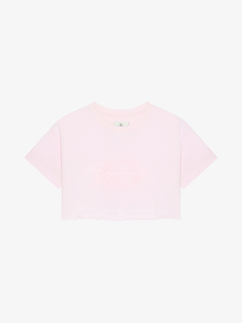 GIVENCHY MEDALLION을 가진 COTTON에 있는 주름을 잡는 T-SHIRT - 1