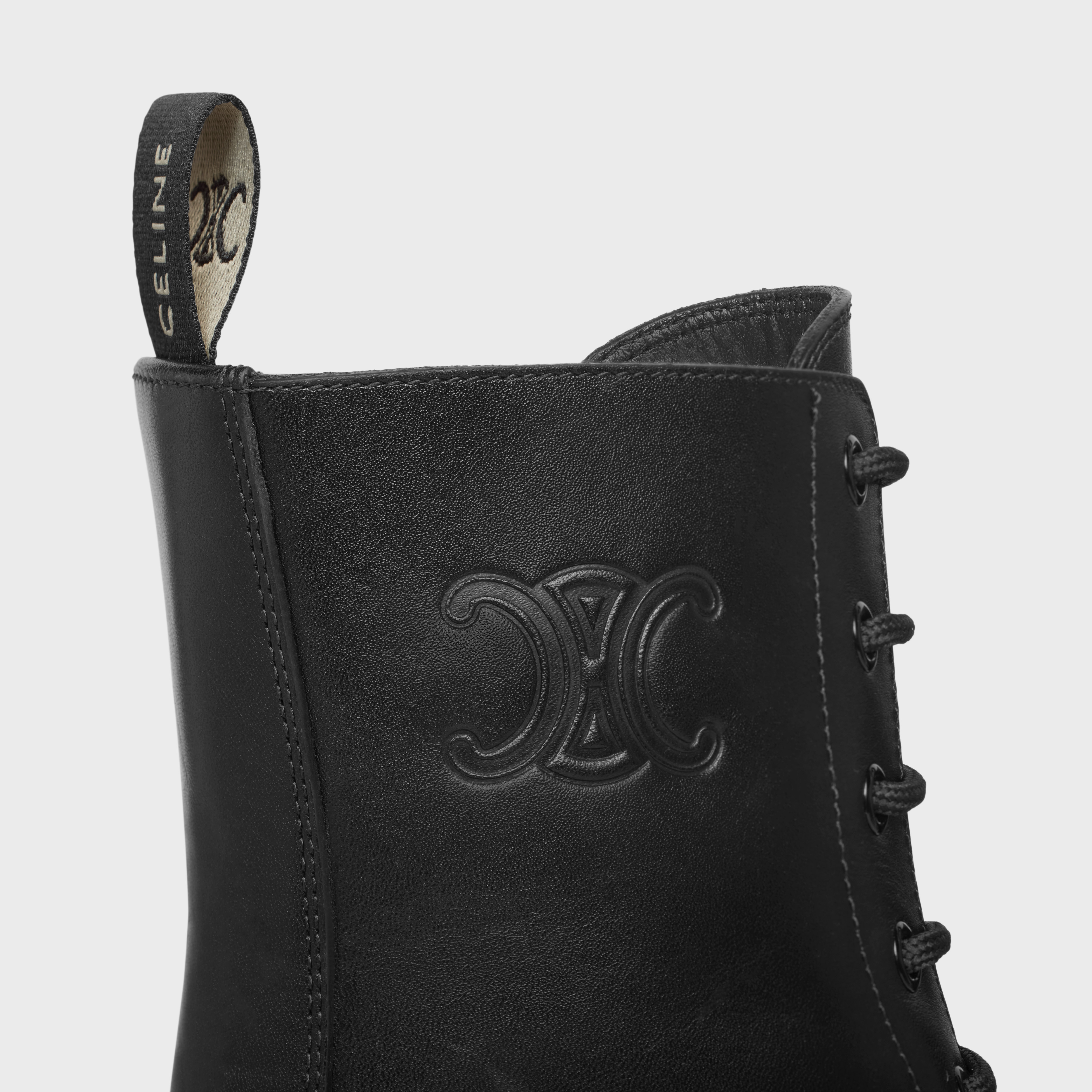 LACE-UP BOOT WITH TRIOMPHE AND STUDDED OUTSOLE CELINE BULKY in SHINY BULLSKIN - 5