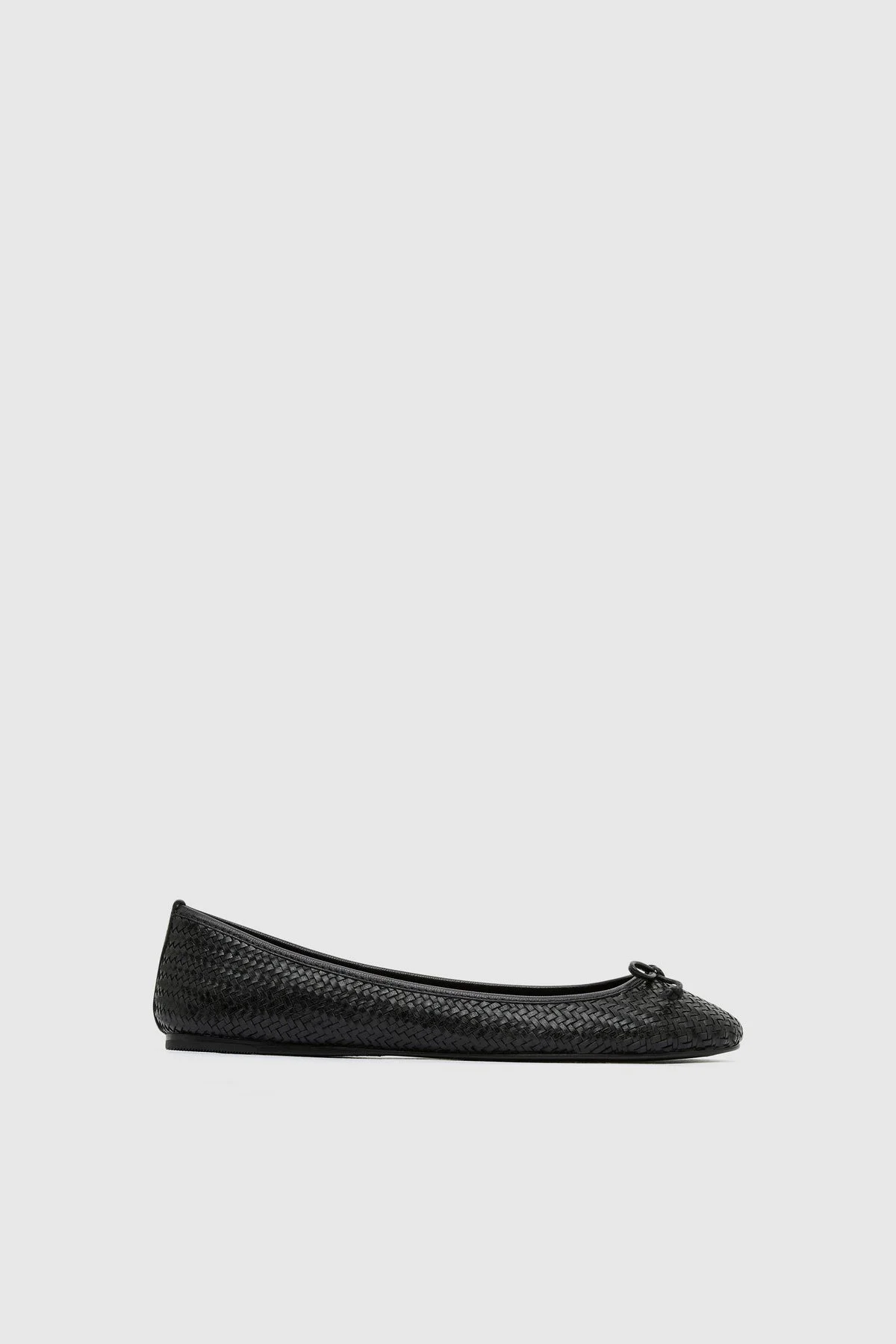 Woven Bow Ballet Flat - Black Woven - 1