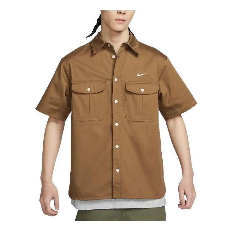 Nike SB Short Sleeve Woven Skate Button Up Shirt 'Tan' DV9076-270 - 1