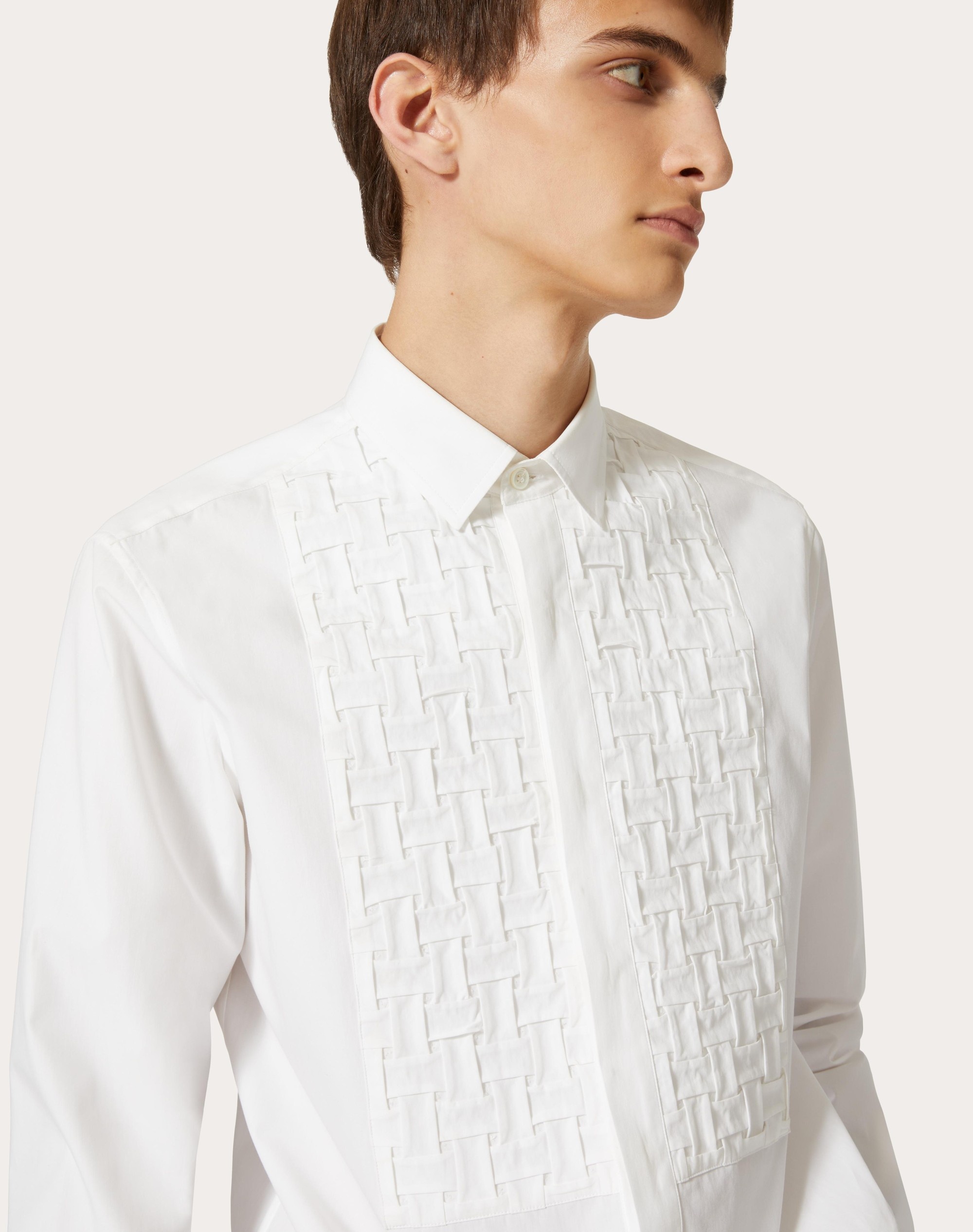 COTTON POPLIN SHIRT WITH EMBROIDERED PLASTRON - 5
