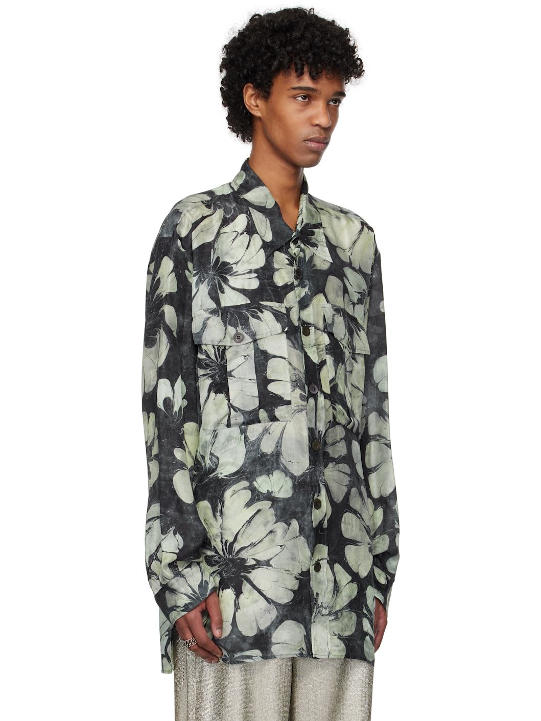Navy & Green Silk Shirt - 2