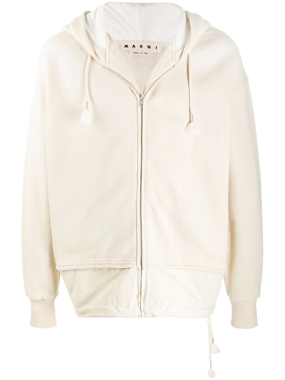 layered effect zip-up hoodie - 1