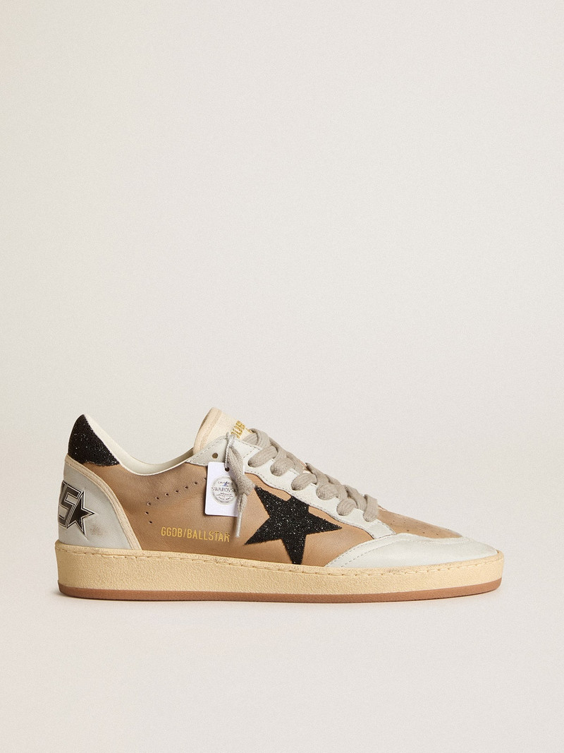 Ball Star in beige nubuck and nappa with black Swarovski crystal star - 1