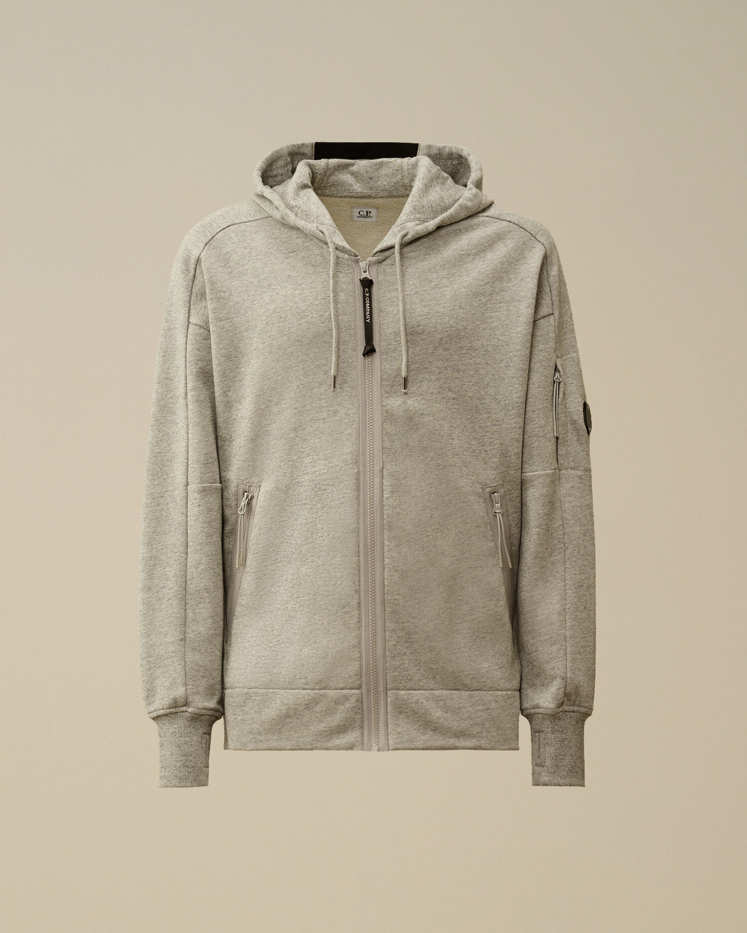 Diagonal Raised Fleece Hooded Full Zip Sweatshirt - 1