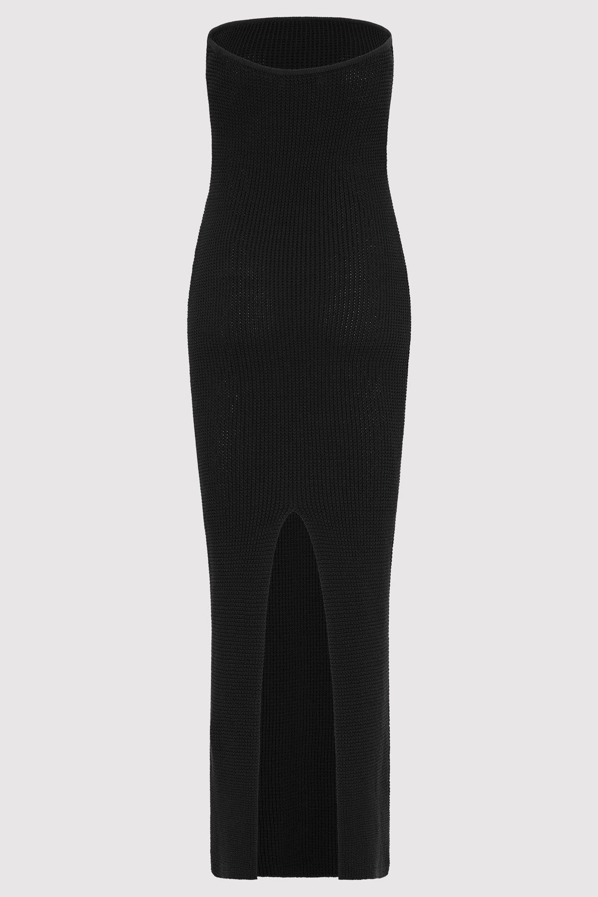 Textured Knit Column Dress - Black - 7