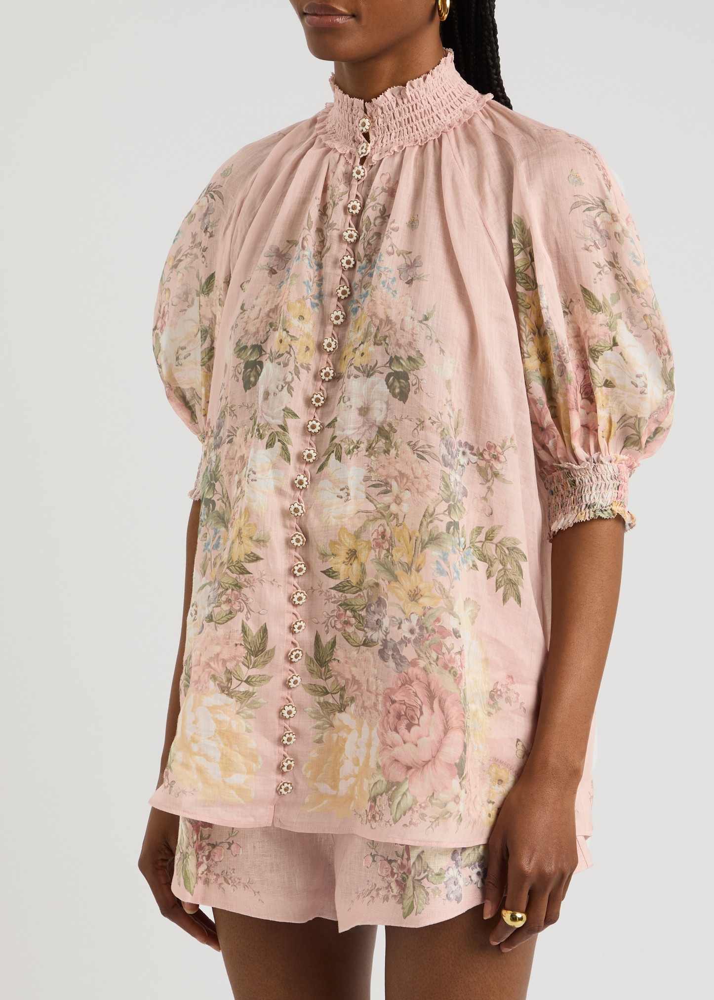 Waverly floral-print ramie blouse - 2