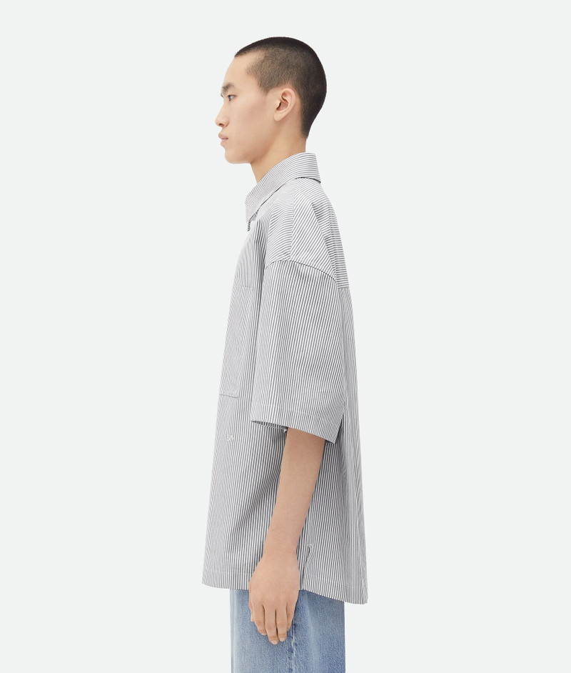 Bottega Veneta Striped Cotton Overshirt With "BV" Embroidery outlook