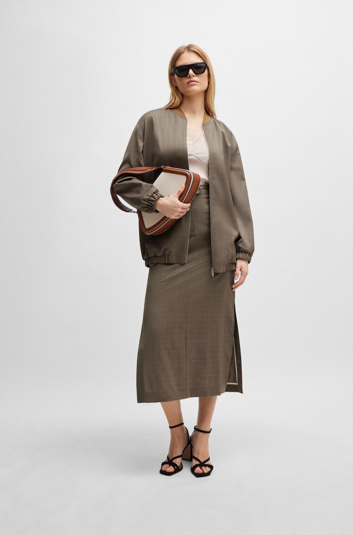 ZIP-UP JACKET IN MELANGE VIRGIN WOOL - 3