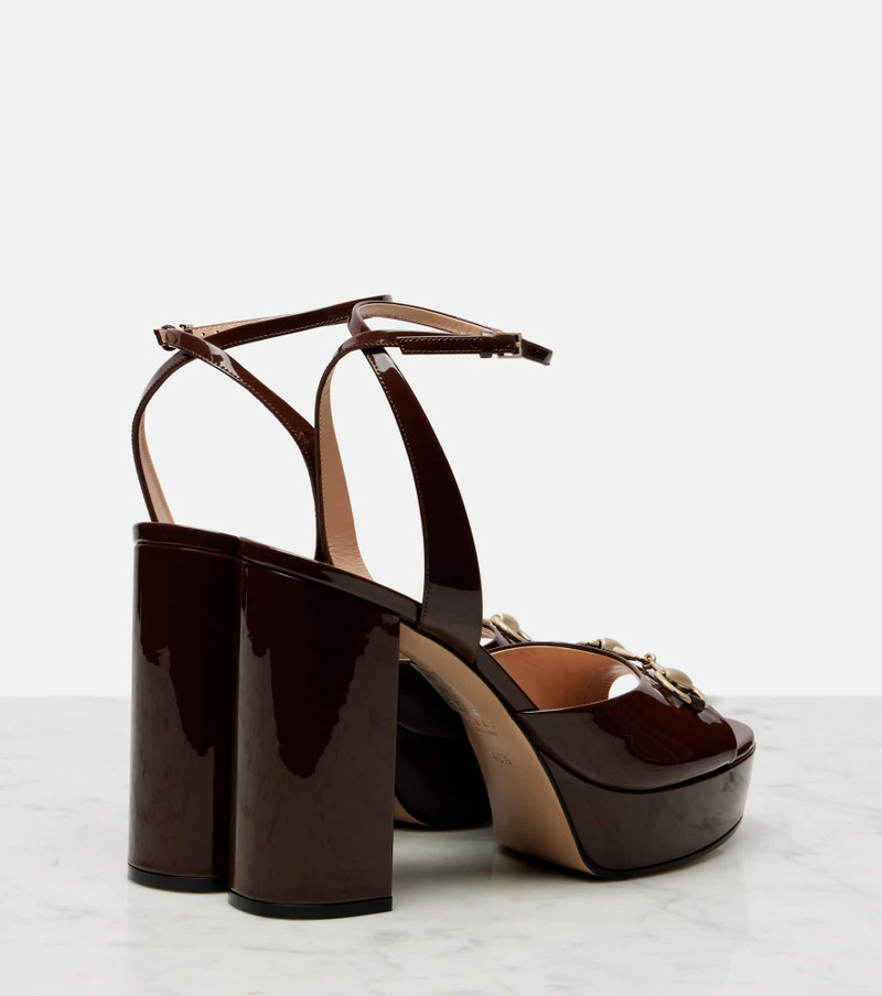 GUCCI Lady Horsebit 85 patent leather sandals outlook