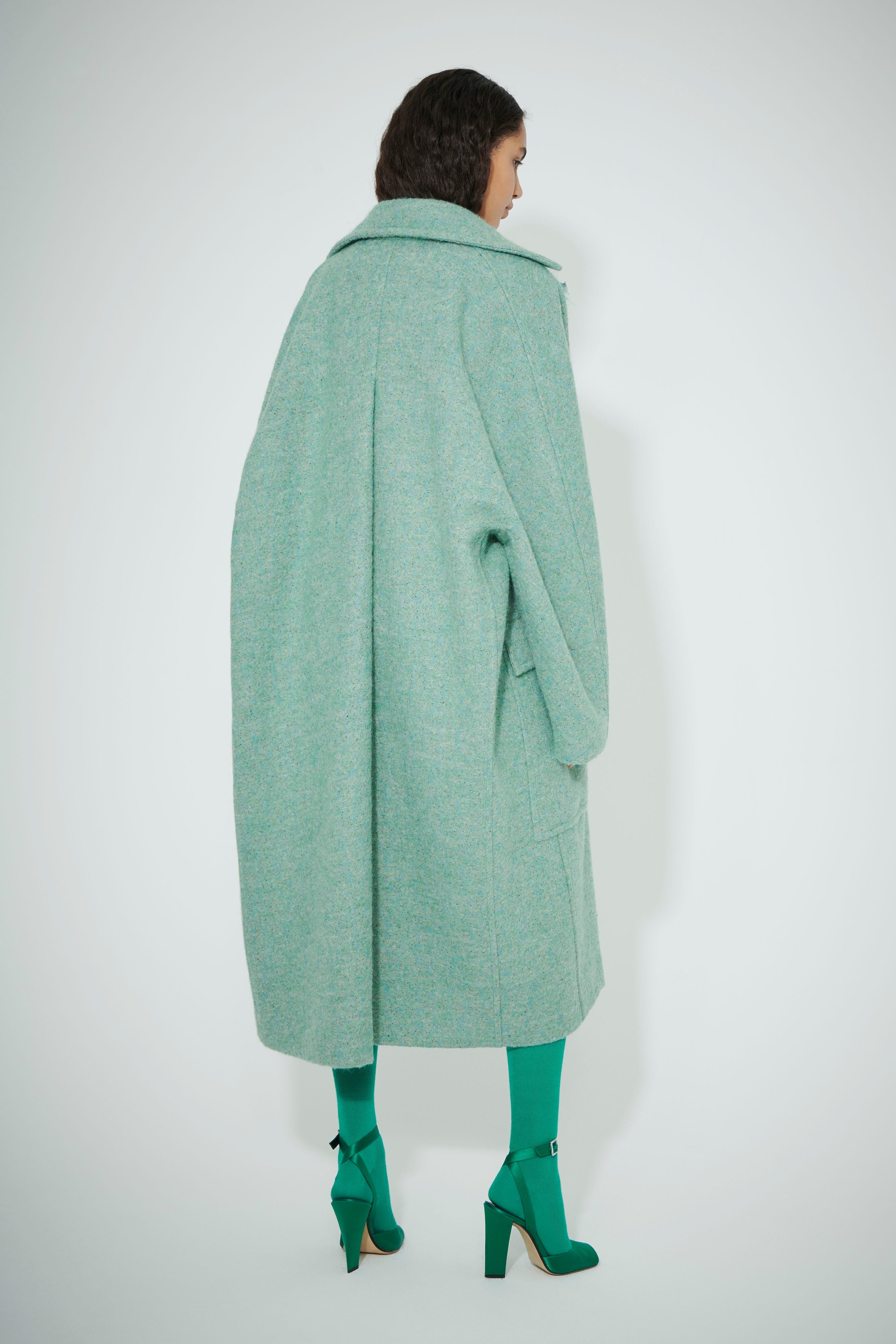 Cocoon Wrap Coat in Seafoam - 4