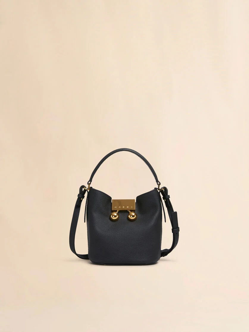 BLACK LEATHER TRUNKAROO BUCKET BAG - 1