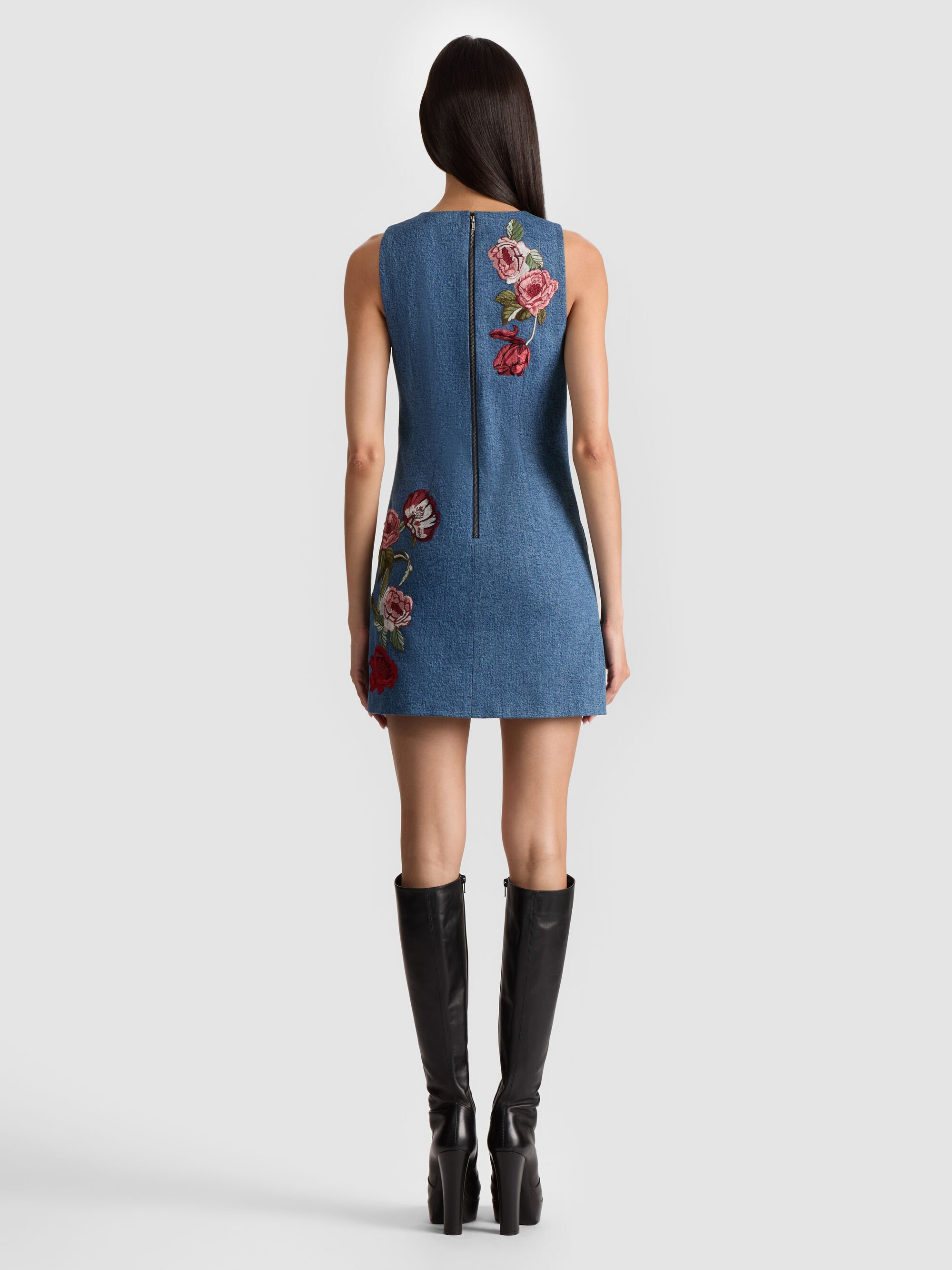 CADE EMBROIDERED DENIM MINI DRESS - 5