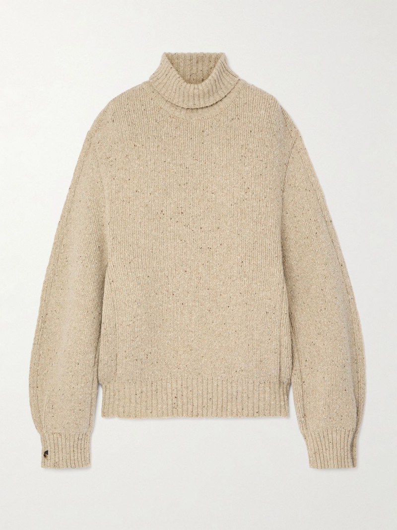 Button-detailed wool turtleneck sweater Neutral 1