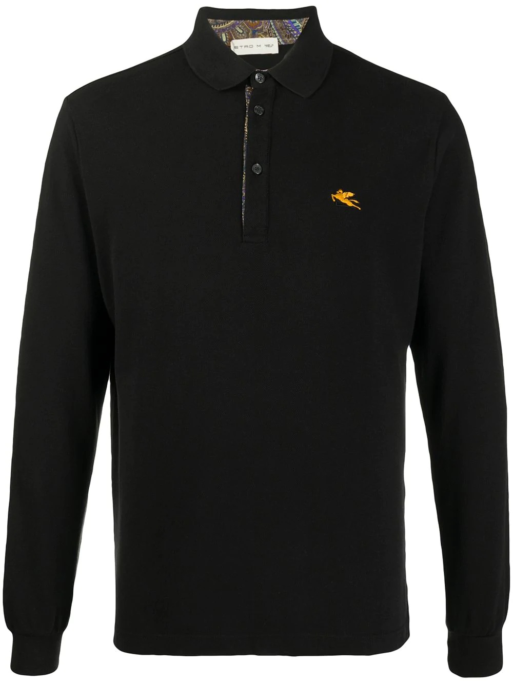 long-sleeved embroidered logo polo shirt - 1