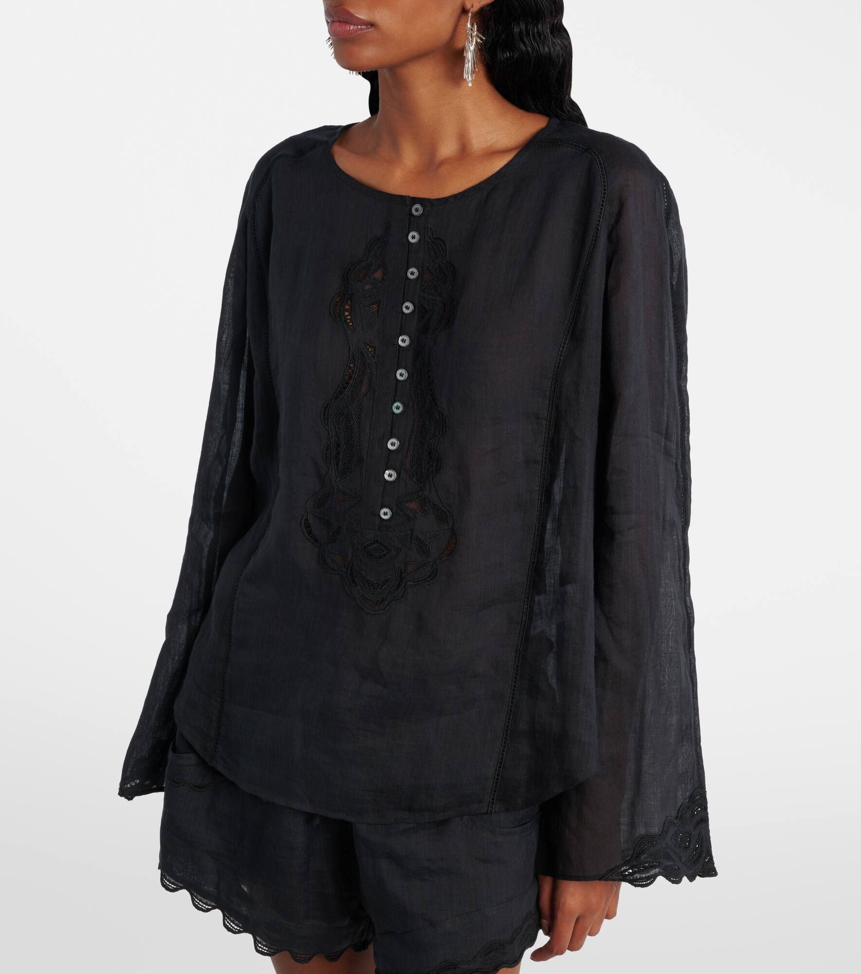 Luciele embroidered ramie blouse - 5
