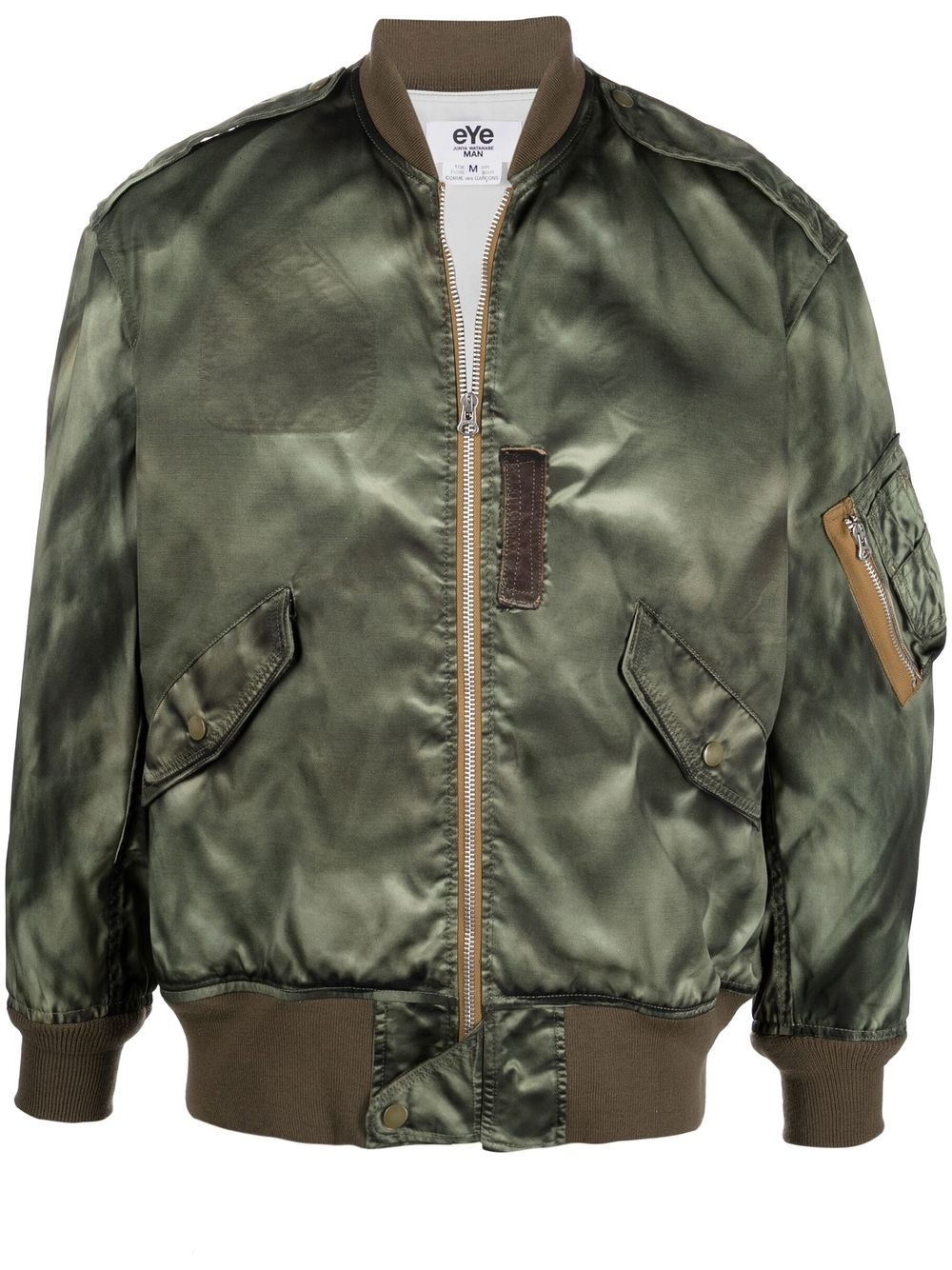 satin-finish design bomber jacket - 1