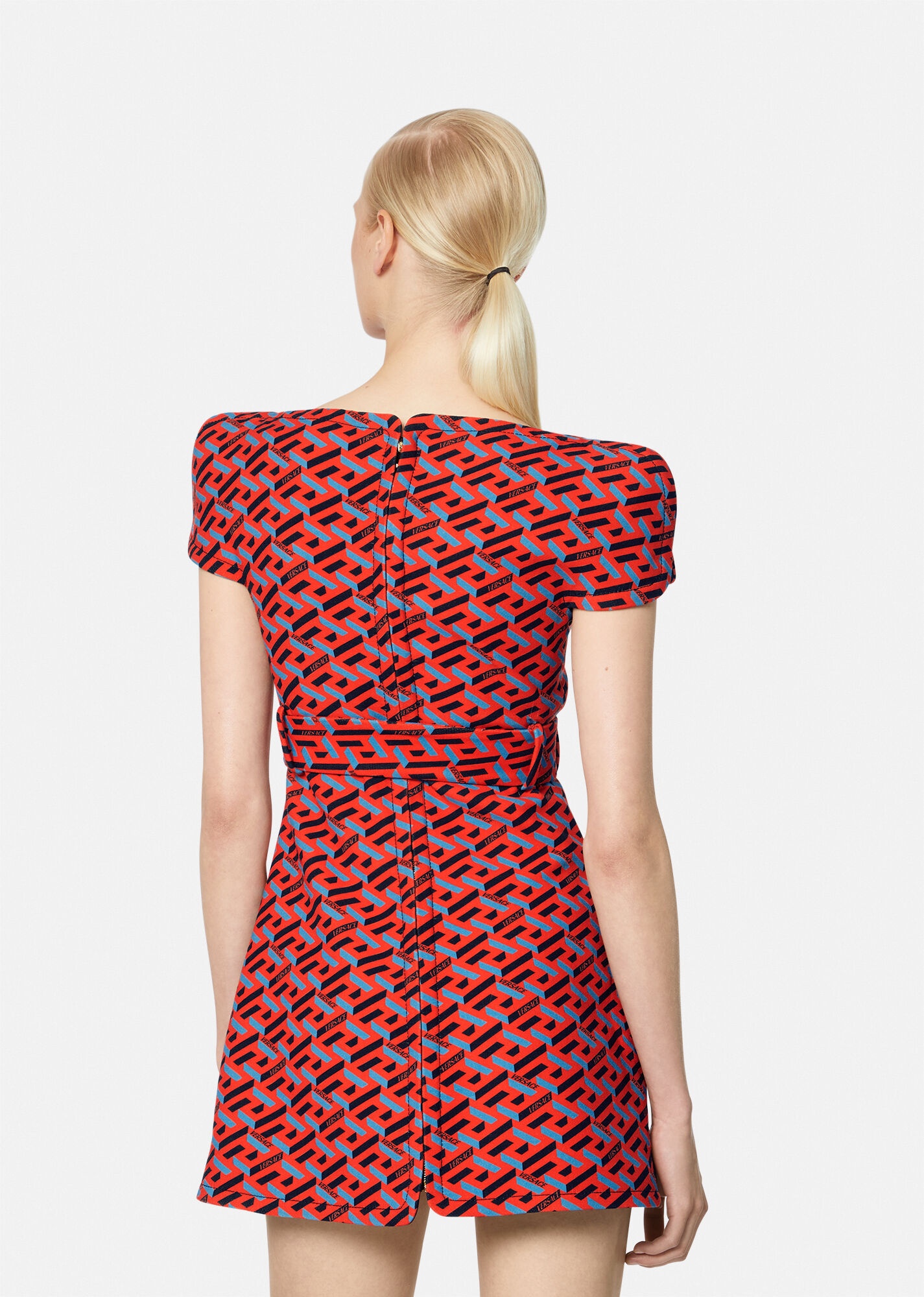 La Greca Pattern Wool Dress - 3