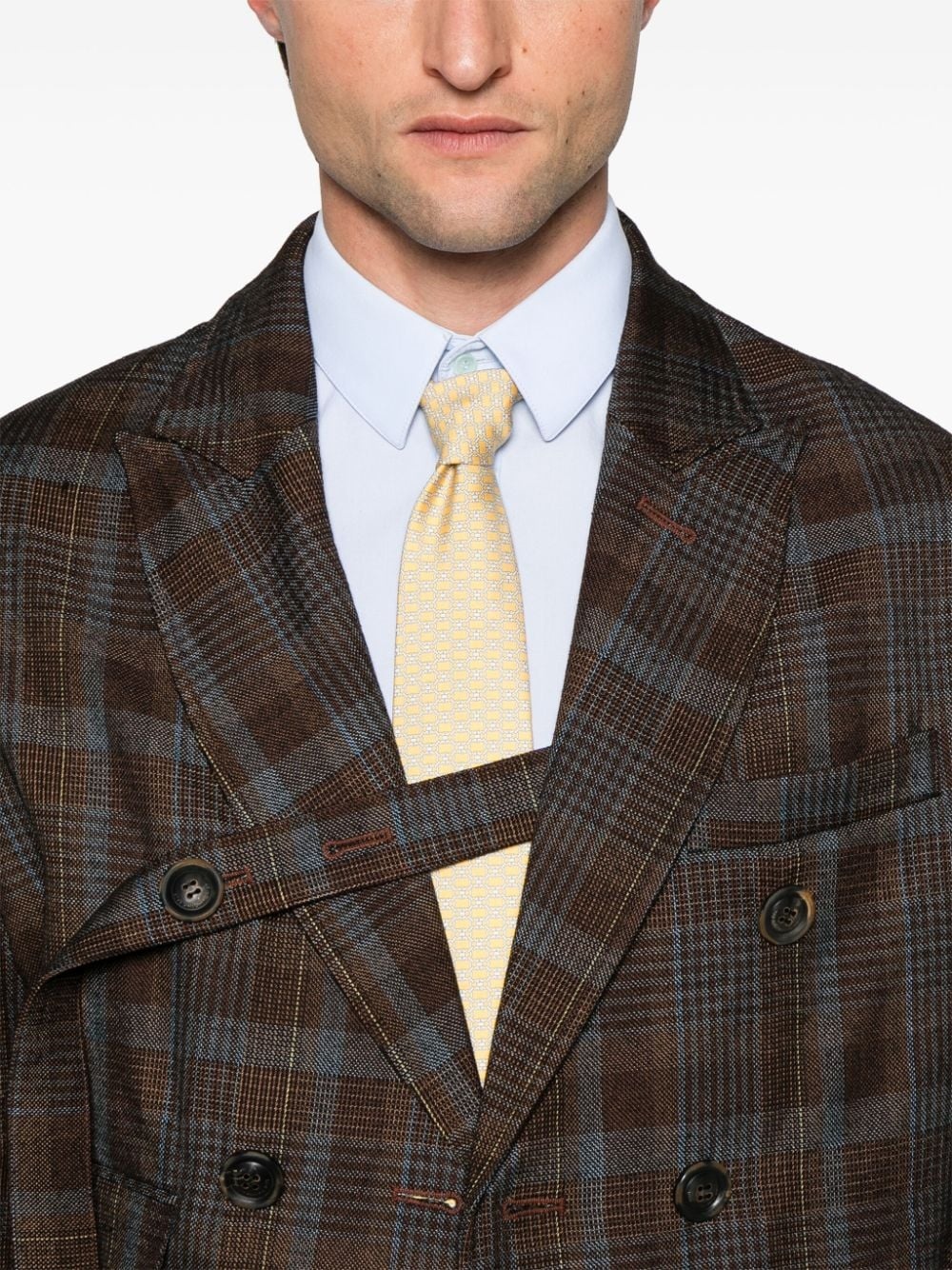 Soe-check double-breasted blazer - 5