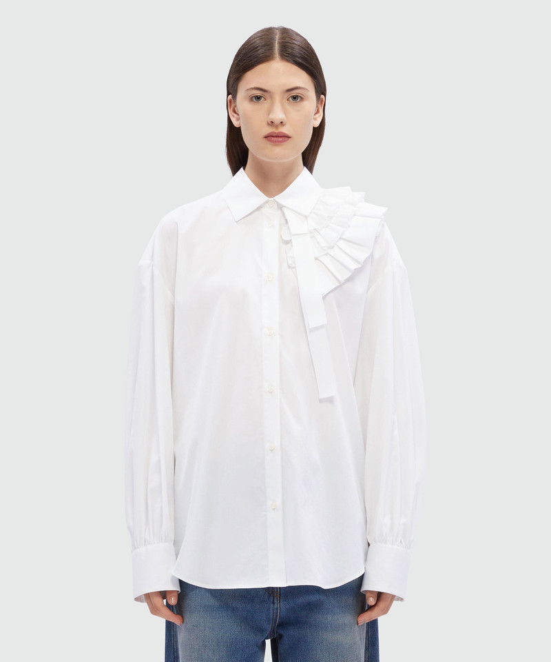 MSGM White poplin shirt with ruffle detail outlook