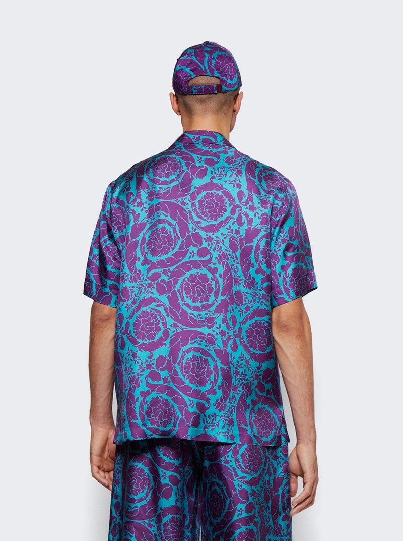 Barocco Silhouette Silk Shirt Teal And Plum 5