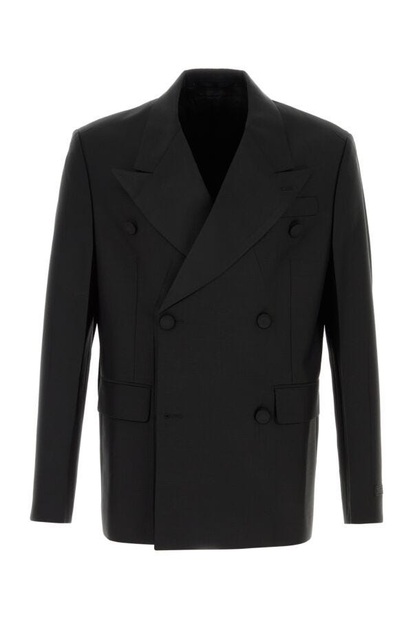 Prada Men Black Mohair Blend Blazer - 1