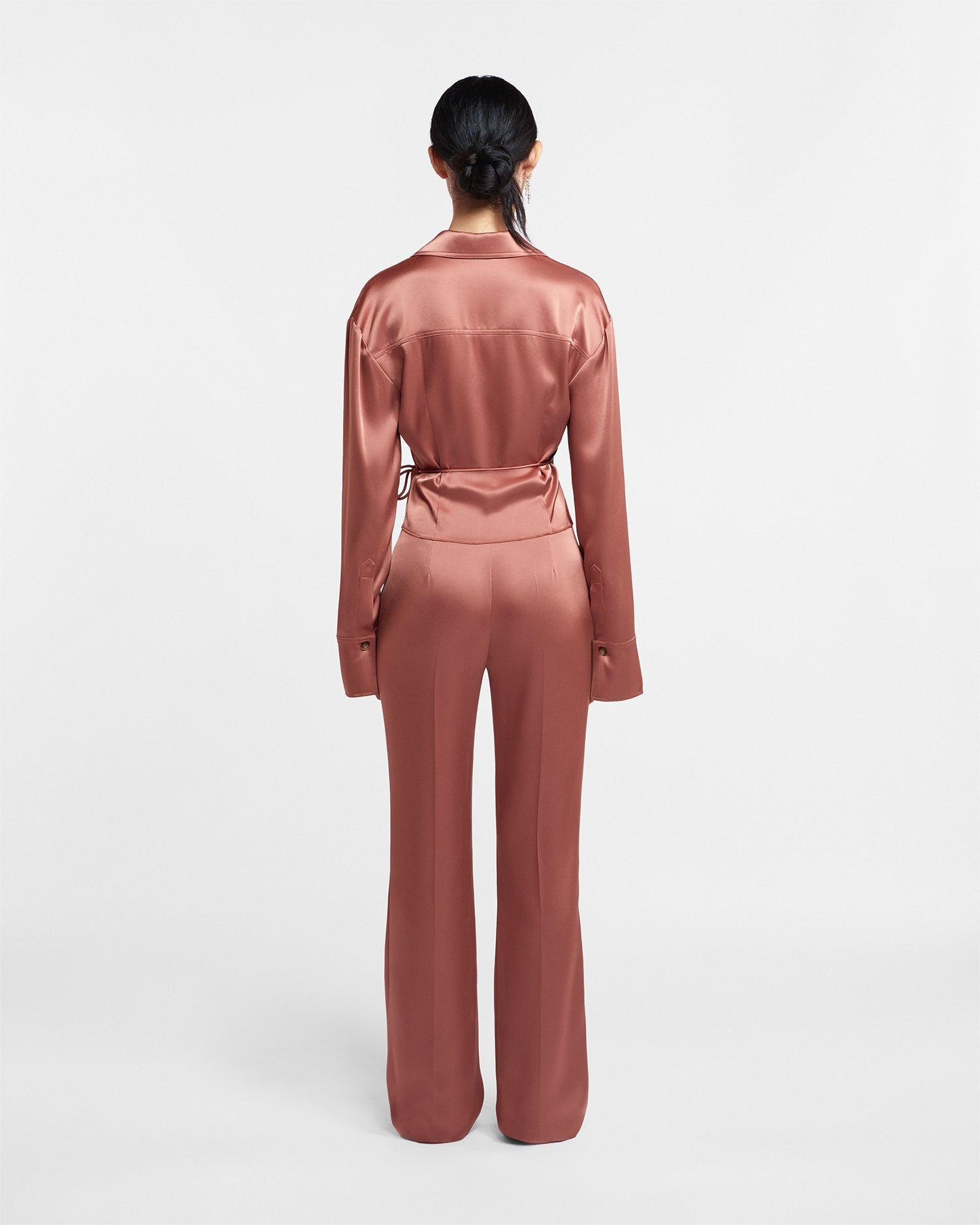 Slip Satin Wrap Shirt - 4