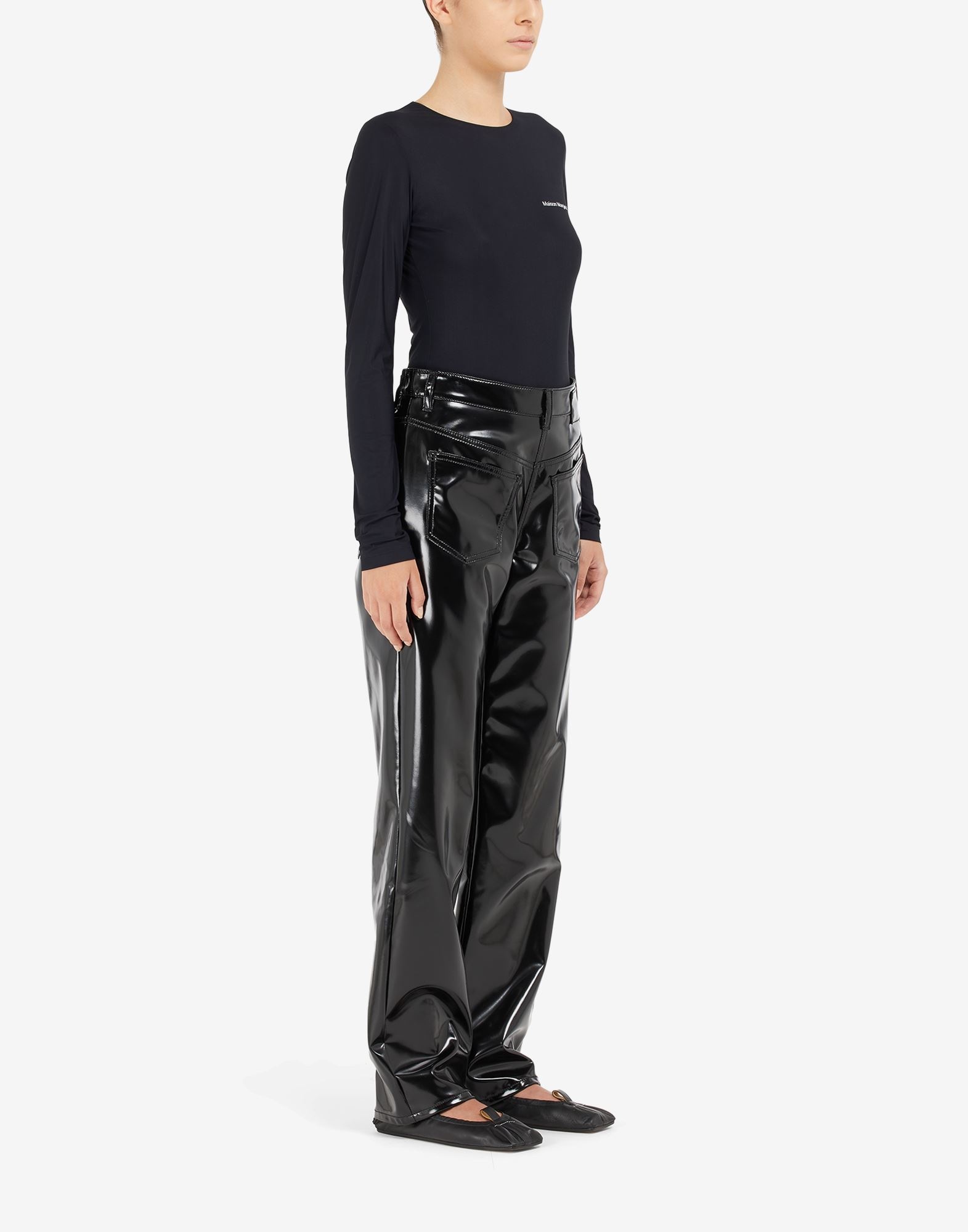 Back-to-back faux leather trousers - 3