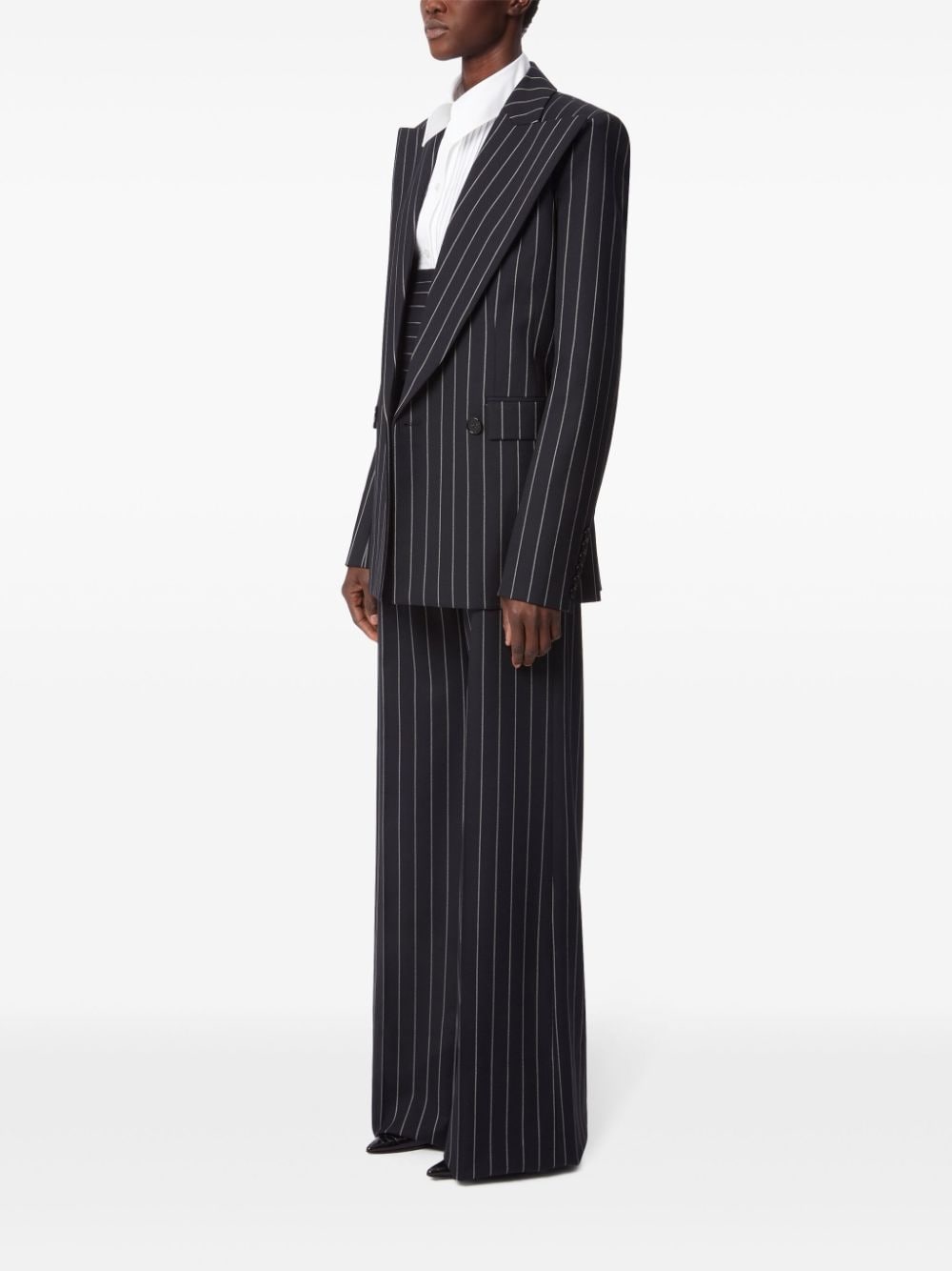 pinstripe wide leg pants - 3