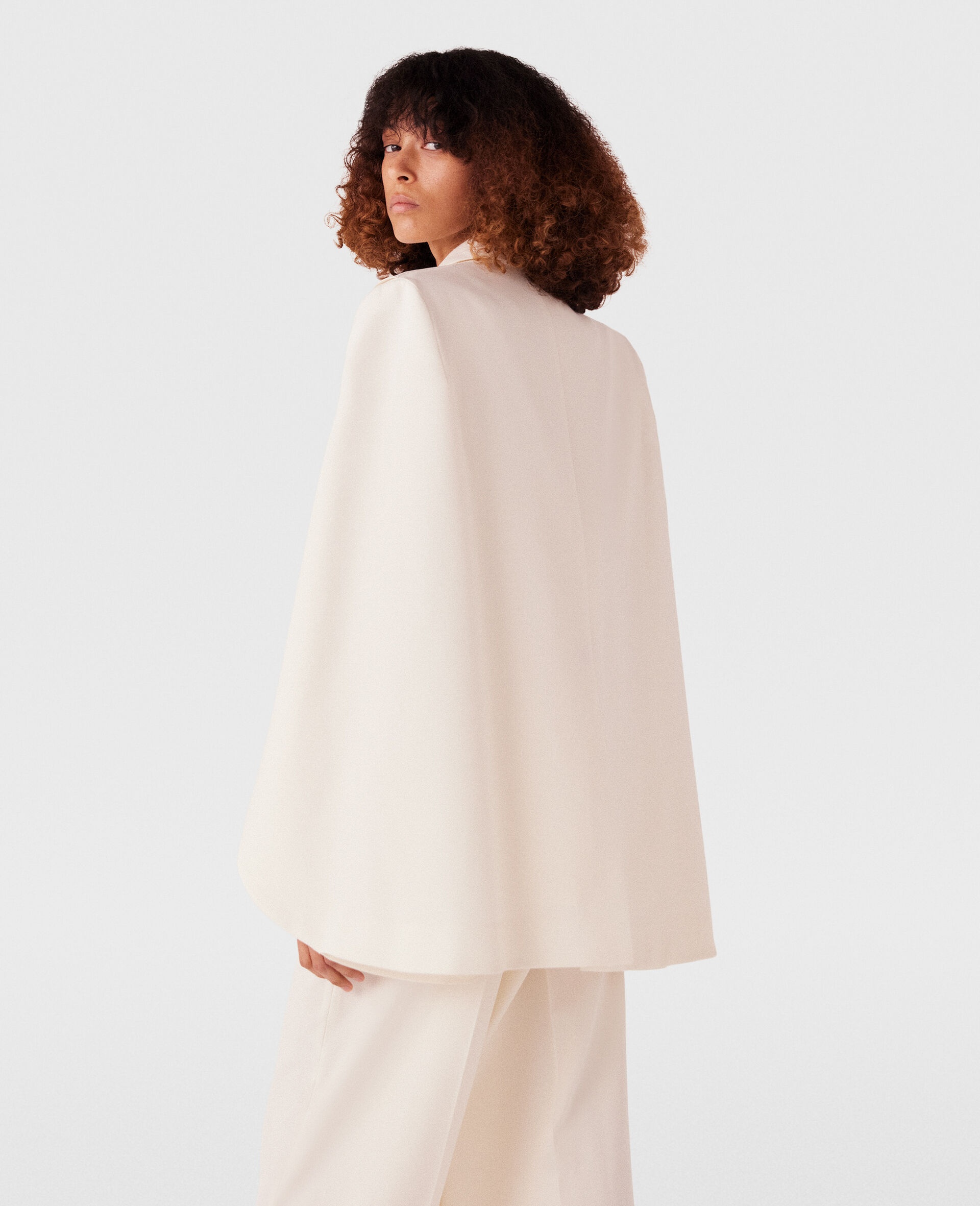 Double Breasted Cape-Sleeve Wool Blazer - 4