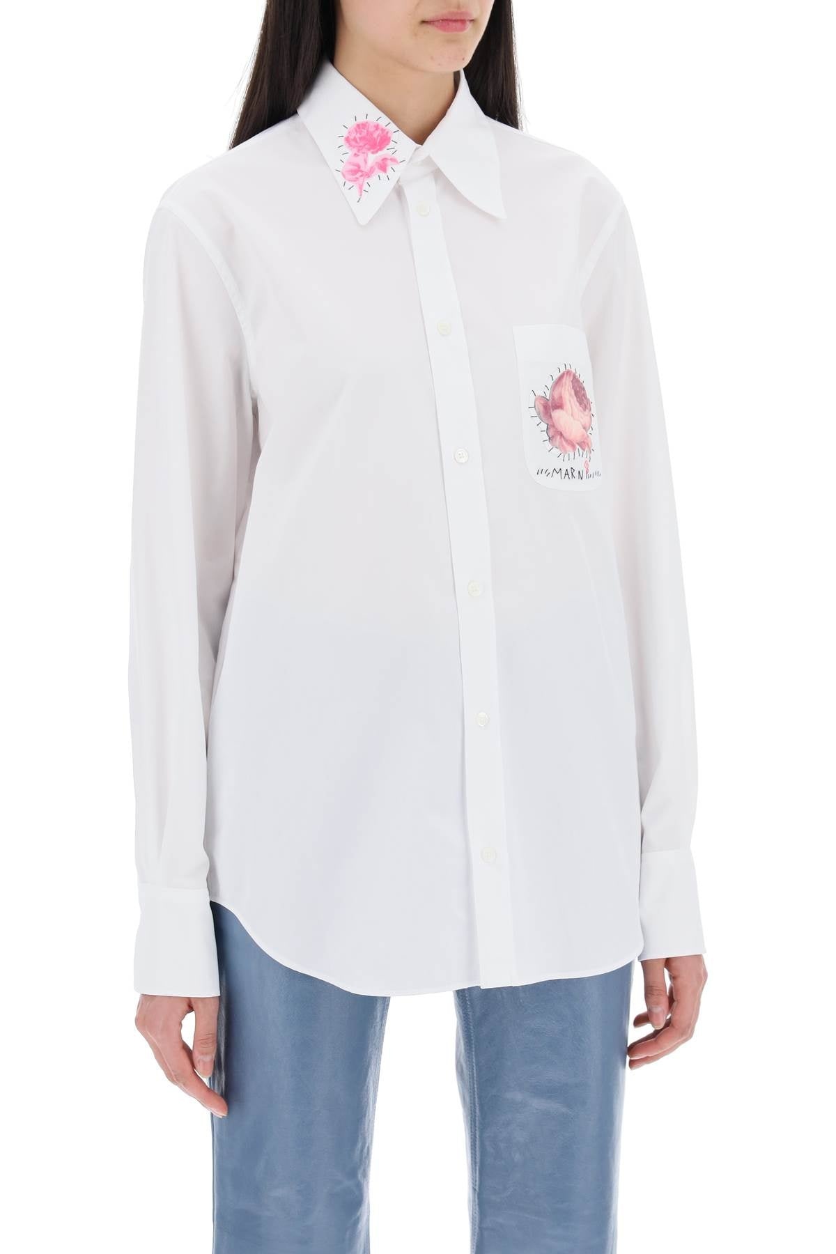 Marni "Shirt With Flower Print Patch And Embroidered Logo Women - 2