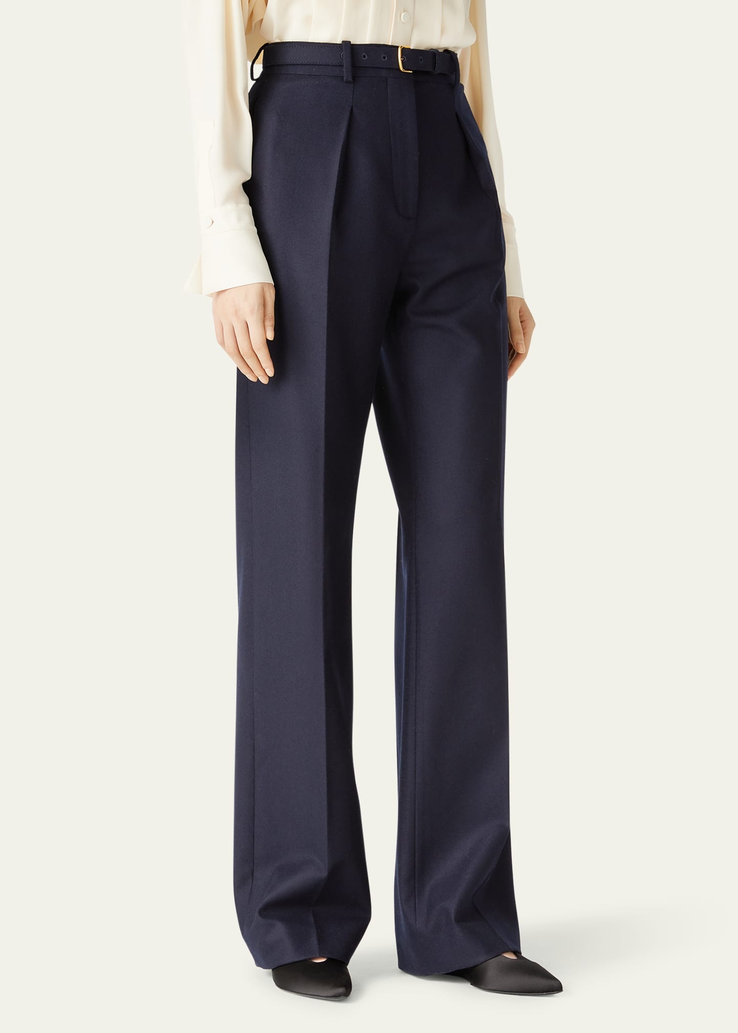 Edward Pintuck Belted Wool Cashmere Trousers - 4