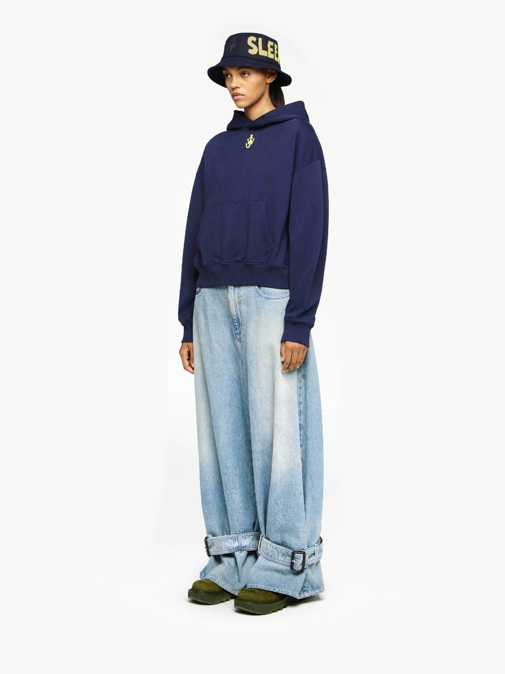 CROPPED HOODIE WITH ANCHOR EMBROIDERY - 4