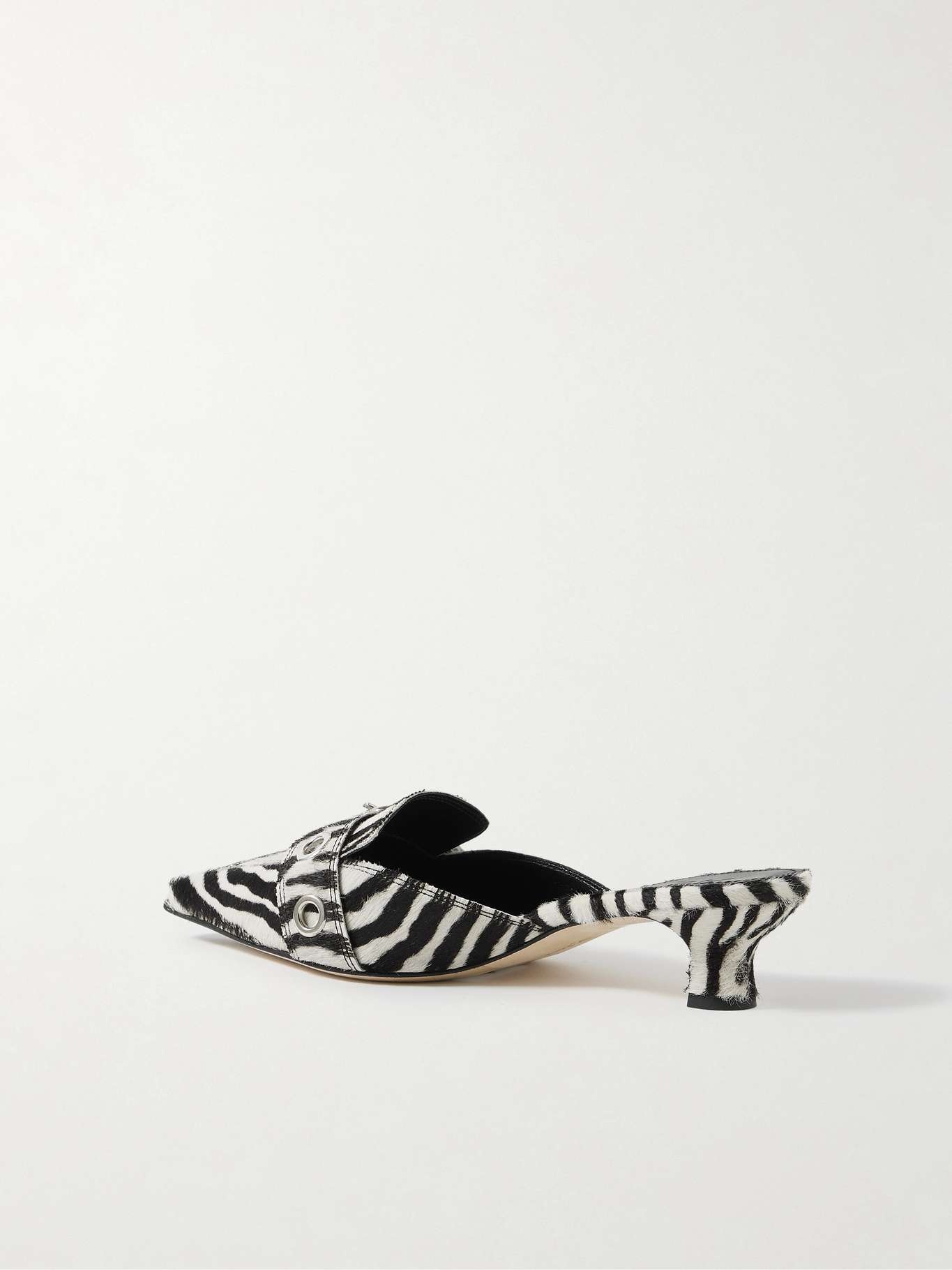 Danielle buckled zebra-print calf hair mules Zebra print - 3