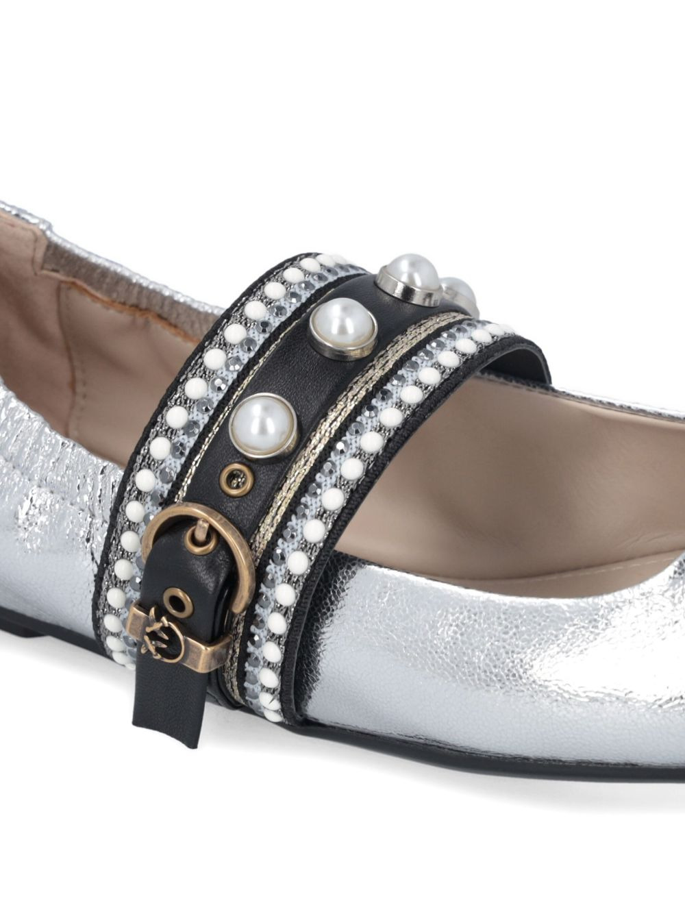 pearl-embellished buckle ballet flats - 4