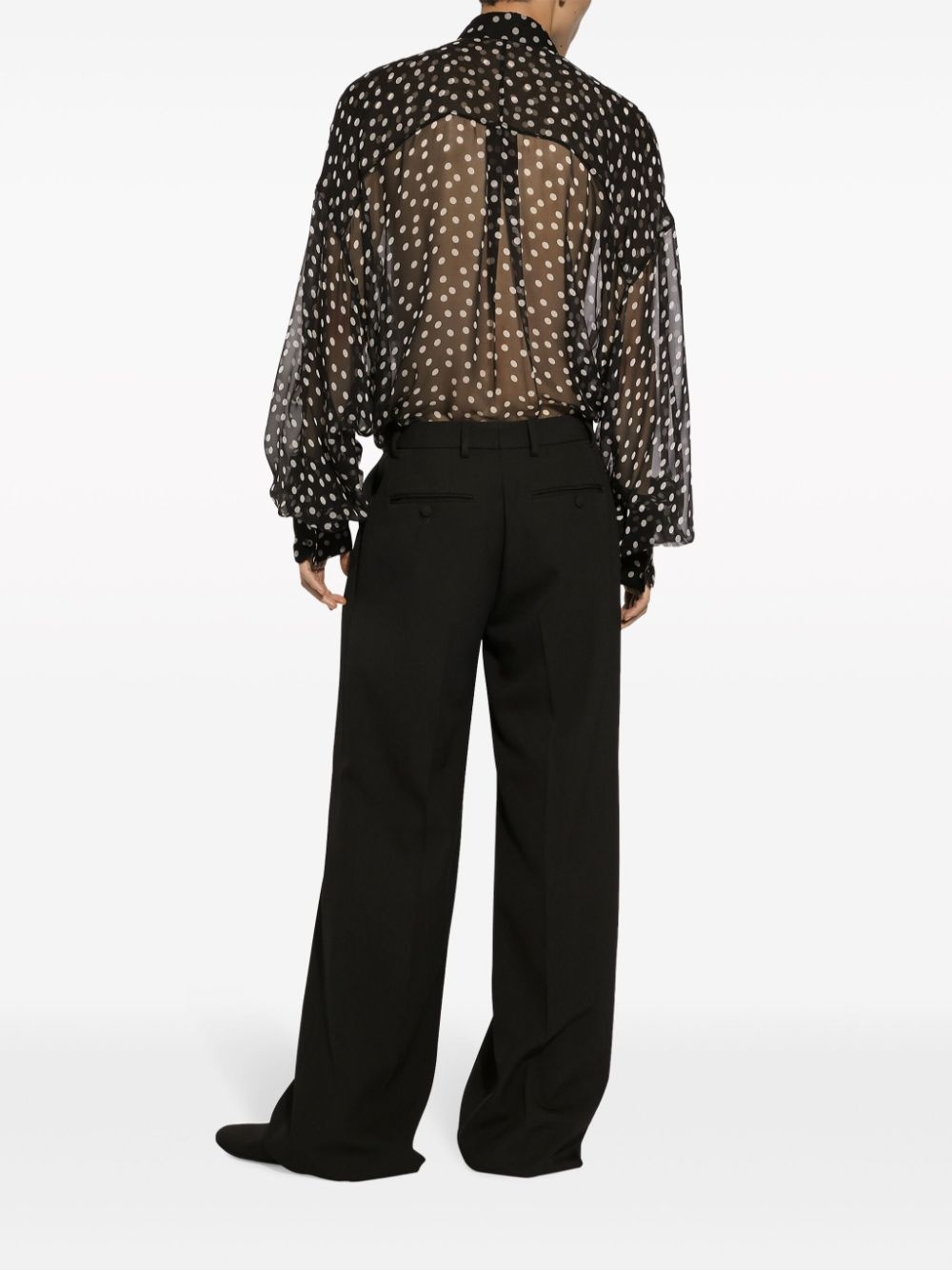 wide-leg cotton trousers - 4