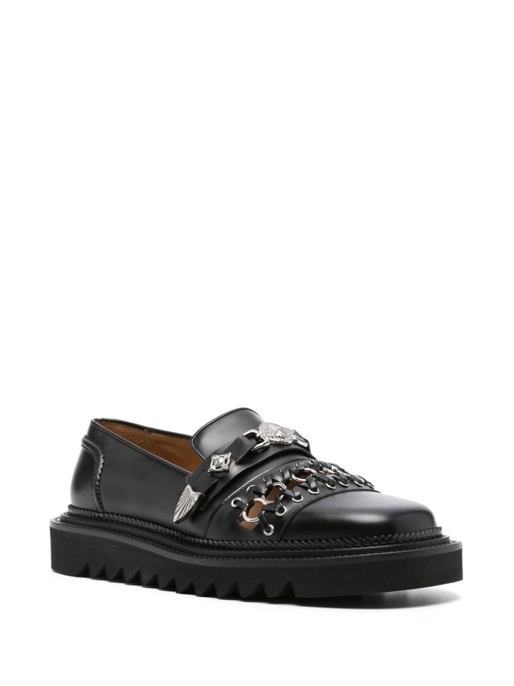 stud-embellished leather loafers - 2