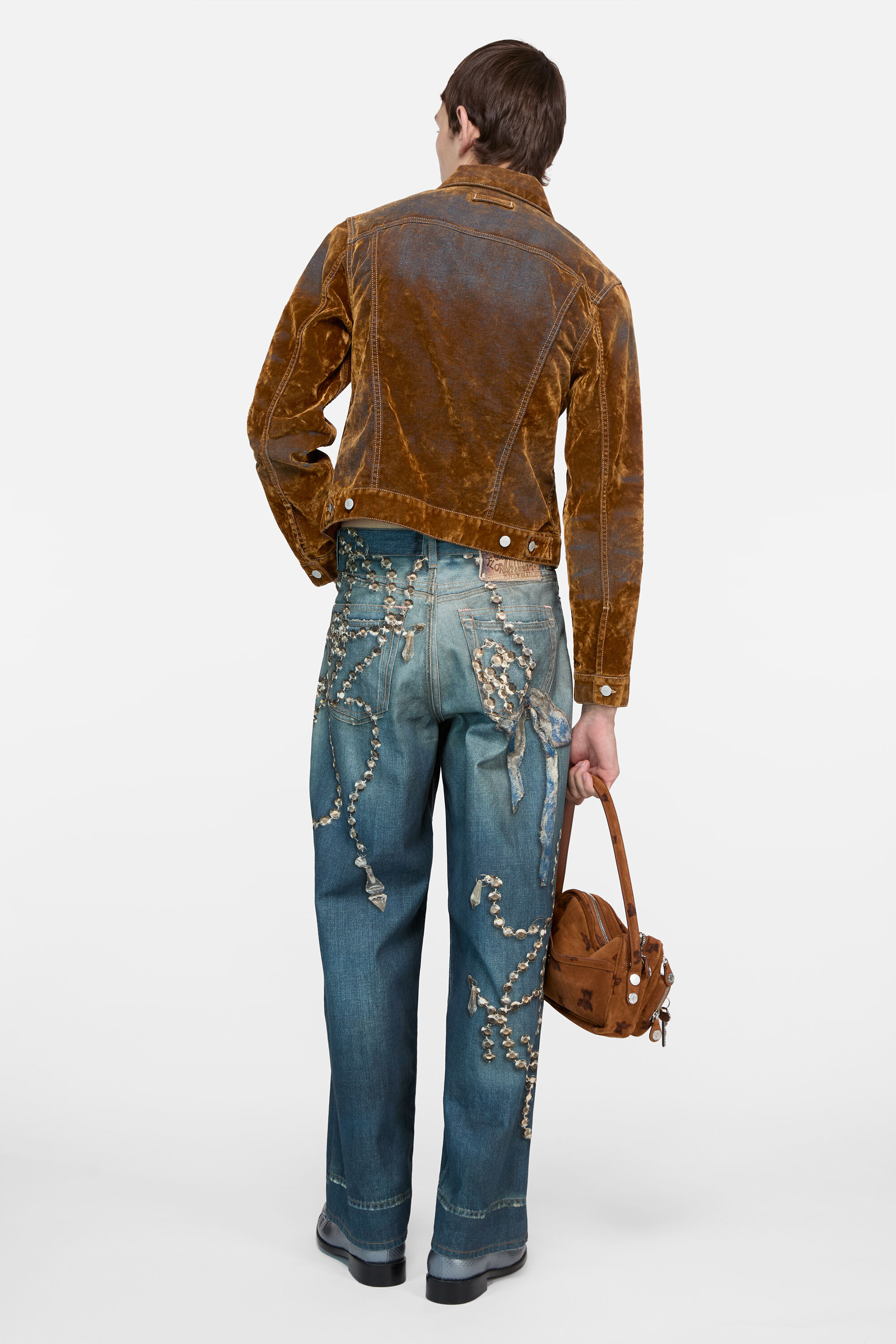 Flocked denim jacket - Rust brown - 3