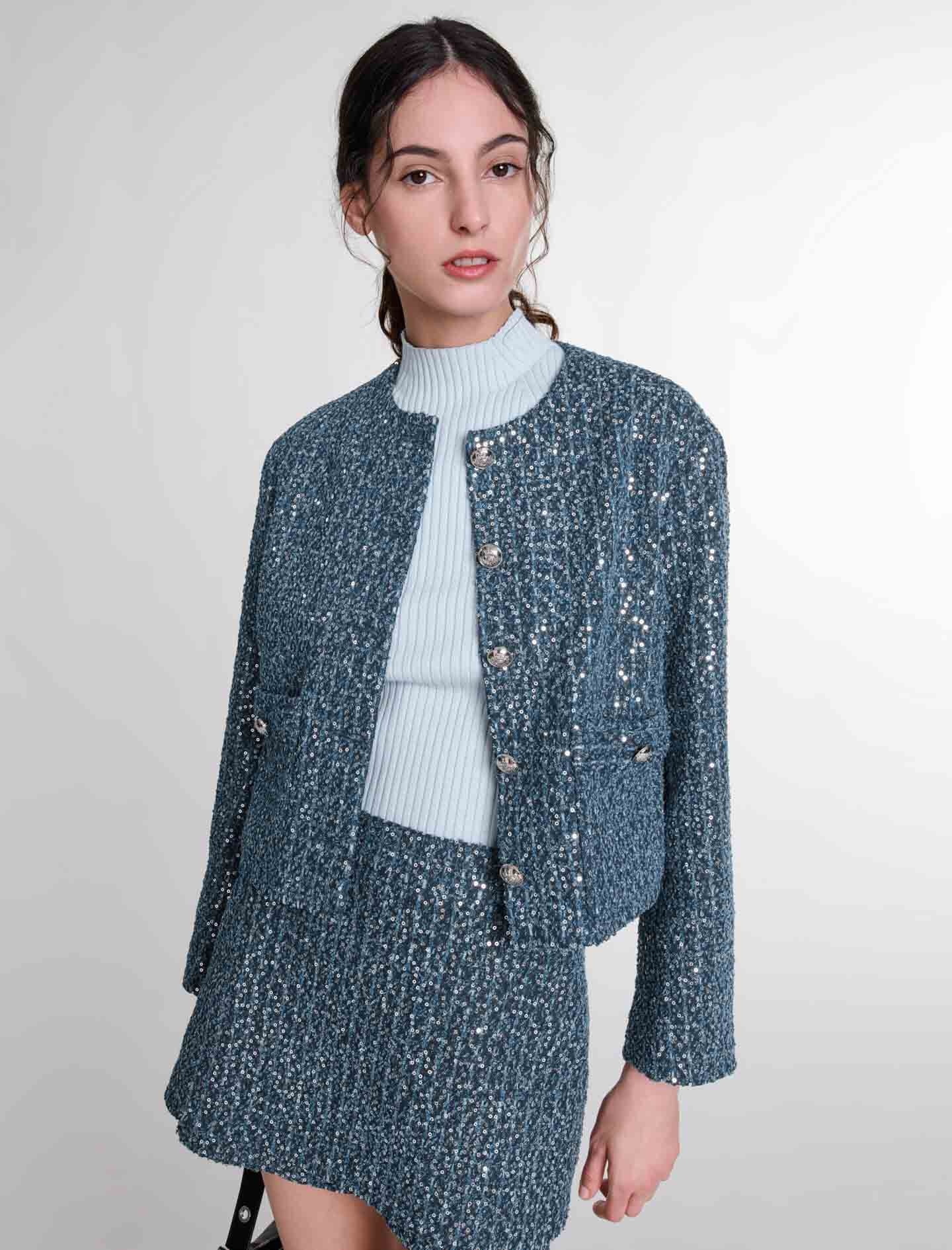 Sequinned tweed jacket - 5