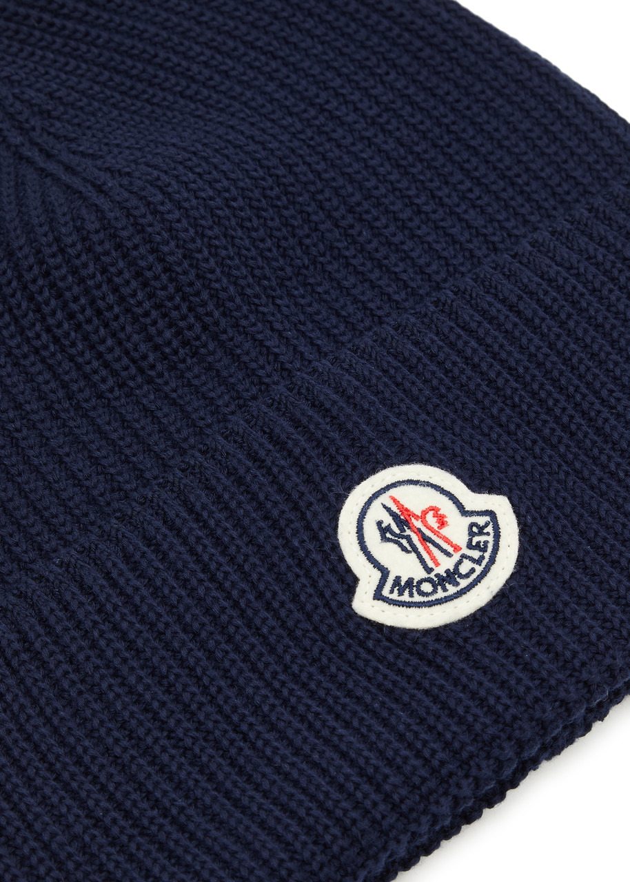 Moncler Logo Ribbed Cotton Beanie - 2