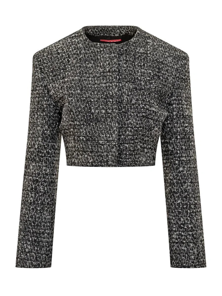 Diesel Diesel Cropped Jacket In Black And Gray Tweed - 1