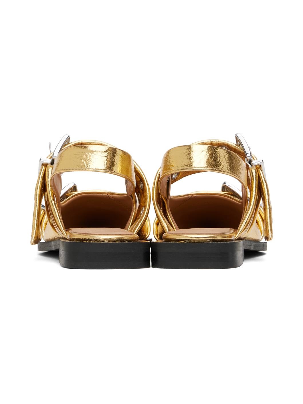 Gold Feminine Buckle Ballerina Flats - 2