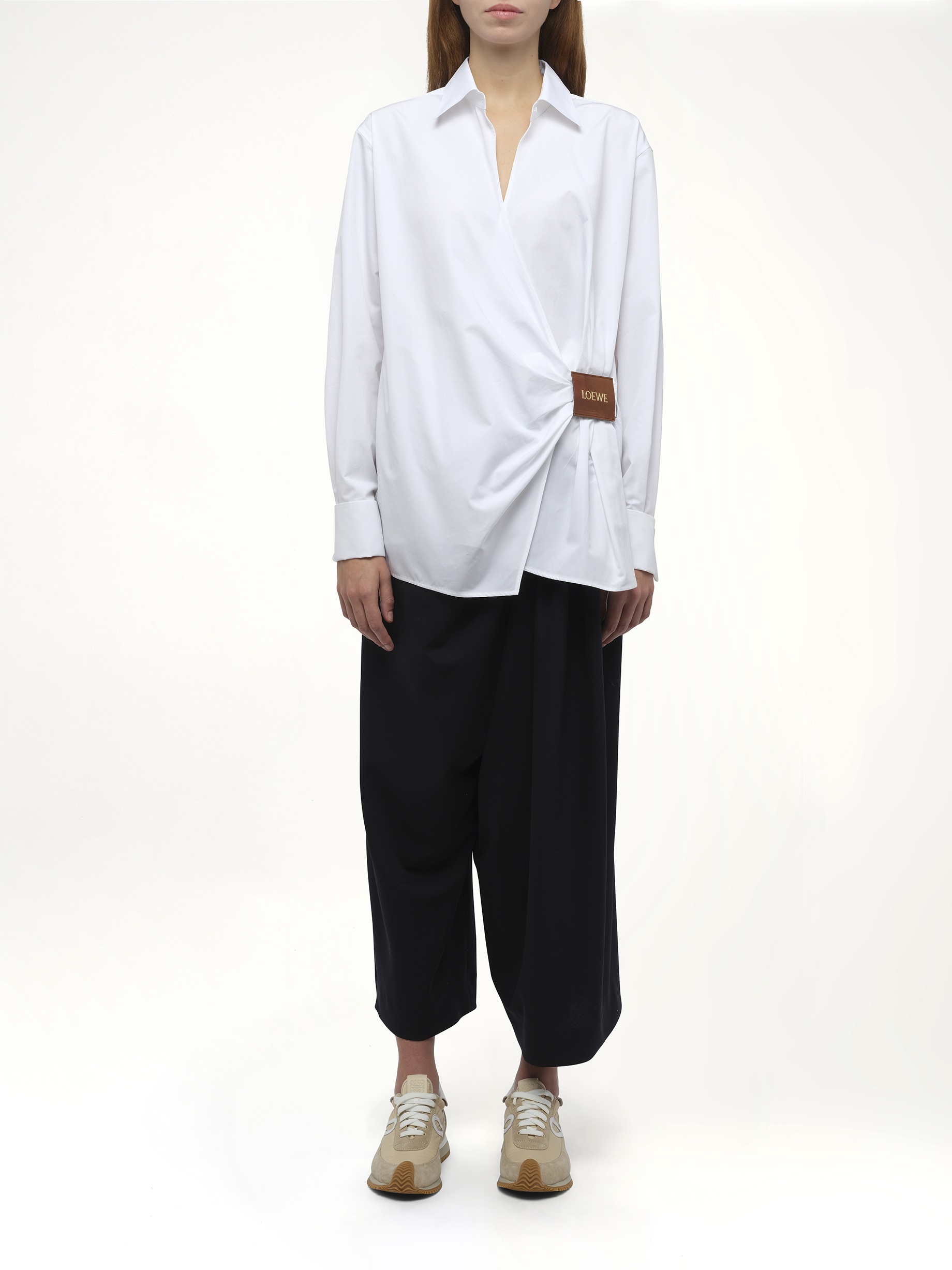 Draped Logo Shirt in White - 7