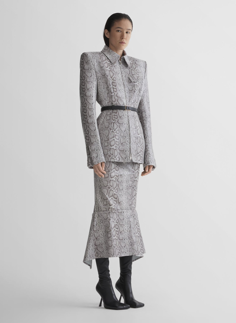 python-embossed leather oblique jacket 3