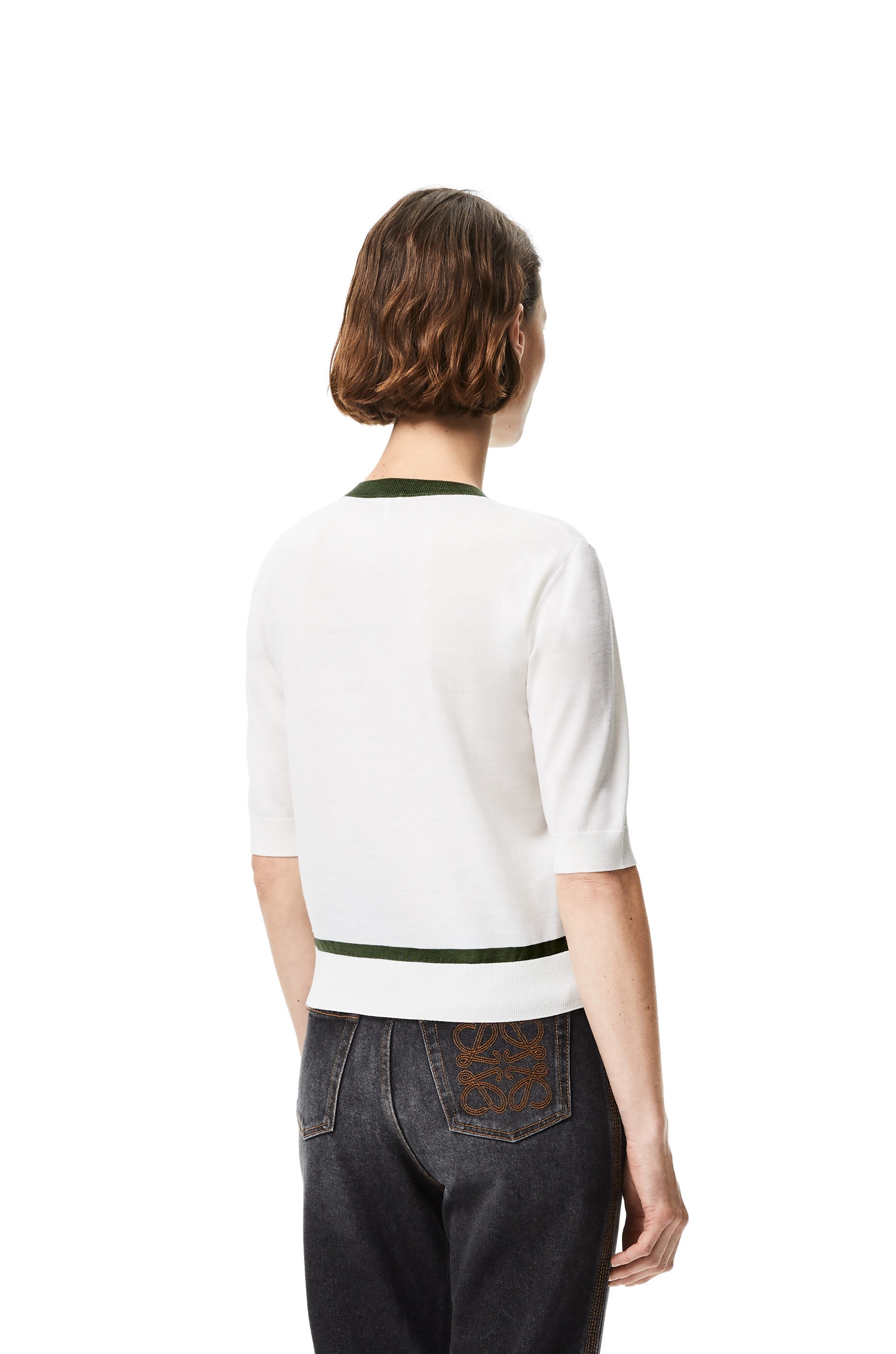 LOEWE lurex embroidered cropped sweater in wool - 4