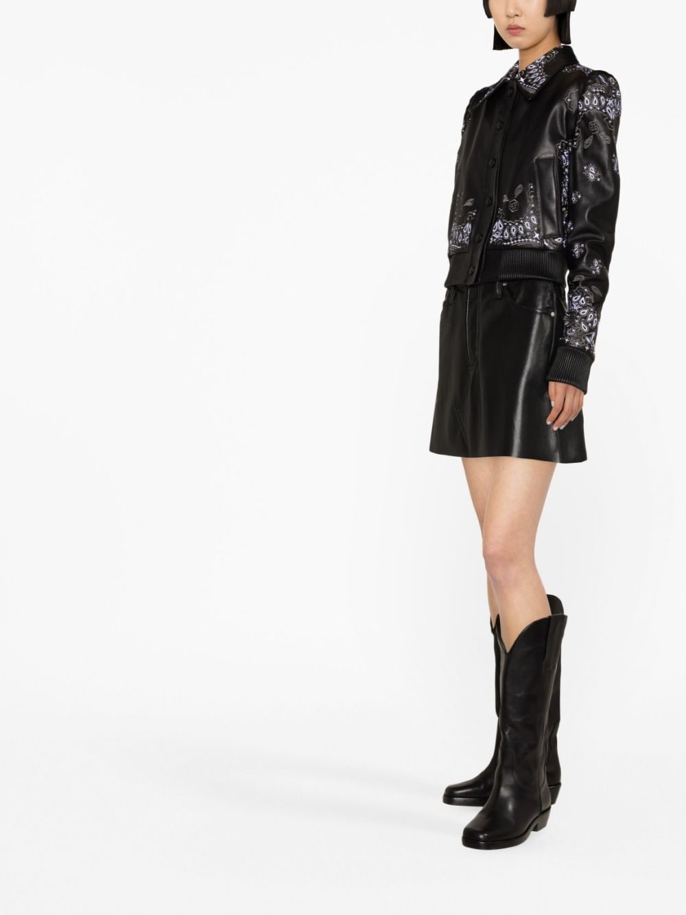 embroidered leather jacket - 3