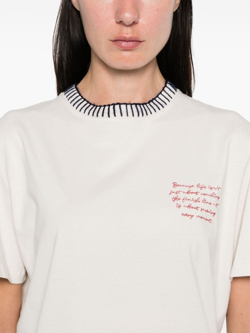 text-embroidered T-shirt - 5