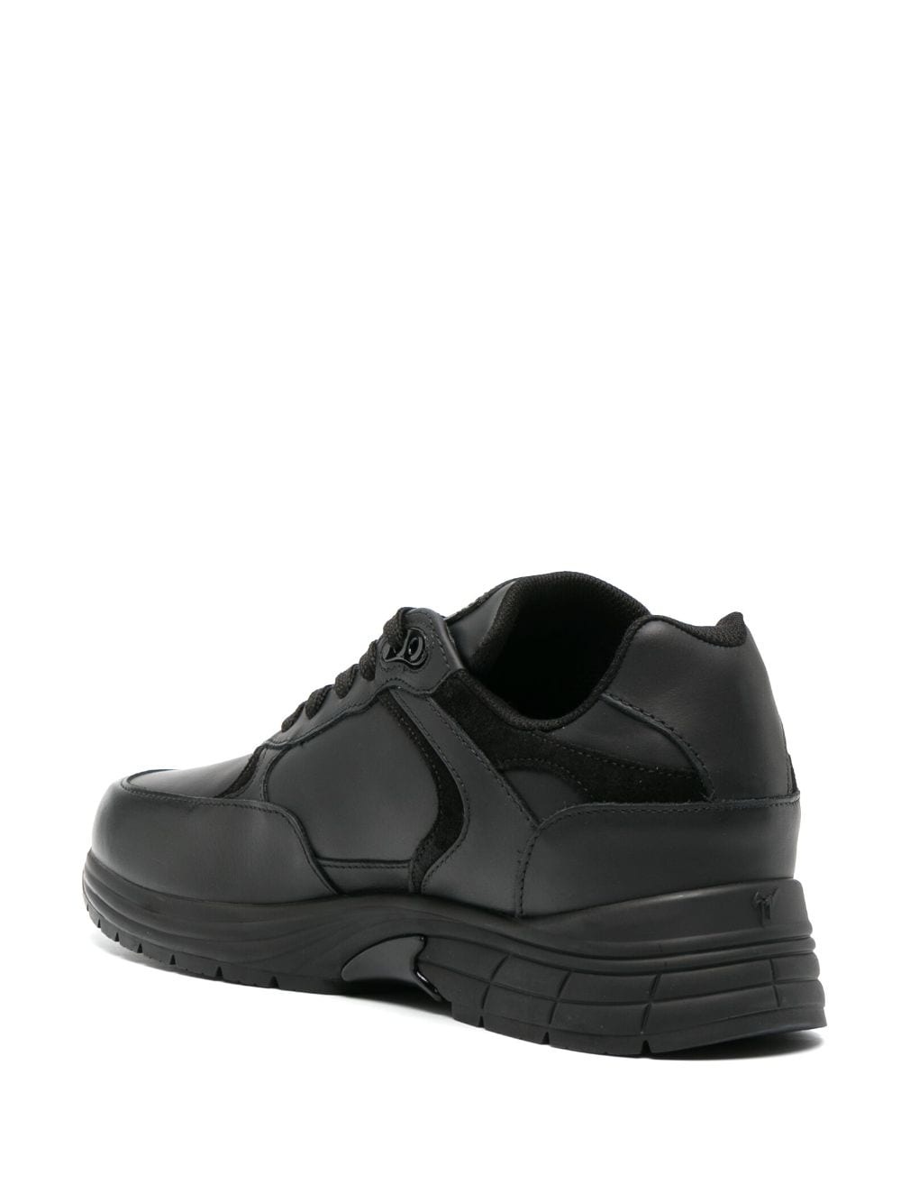 logo-patch panelled leather sneakers - 3