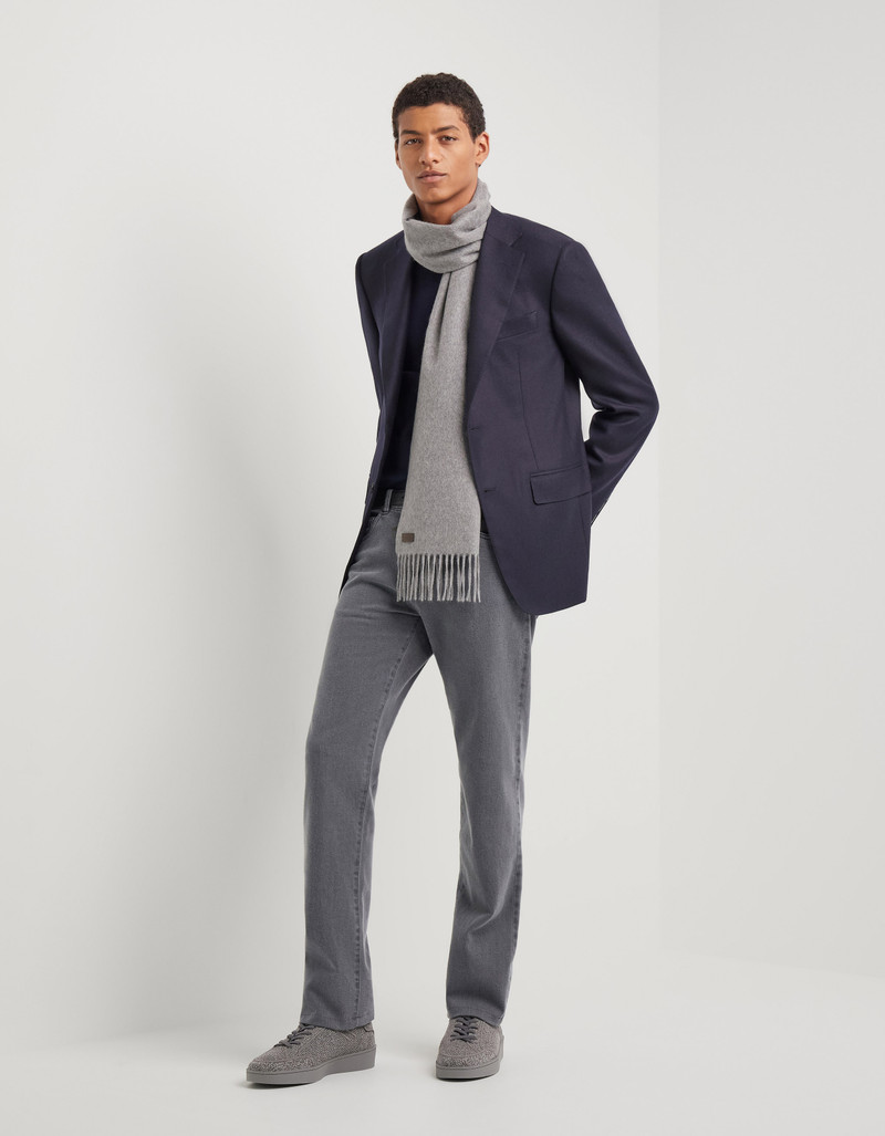 LIGHT BLUE AND BLUE SILK AND CASHMERE REGULAR-FIT OVERCHECK JACKET 194
