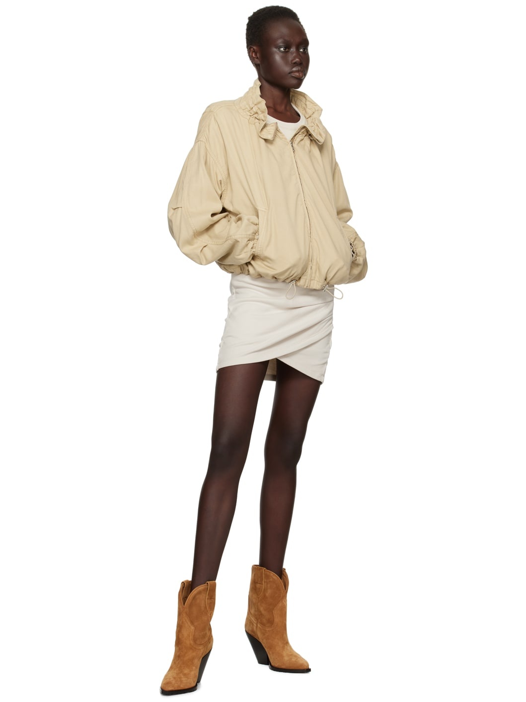 Khaki Plume Bomber Jacket - 4